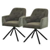 ESSZIMMERSTÜHLE 2er Set drehbar Küchenstühle gepolstert aus Webstoff-Kunstleder Grün - Schwarz/Grün, Textil/Metall (62/87/65cm) - ML-DESIGN