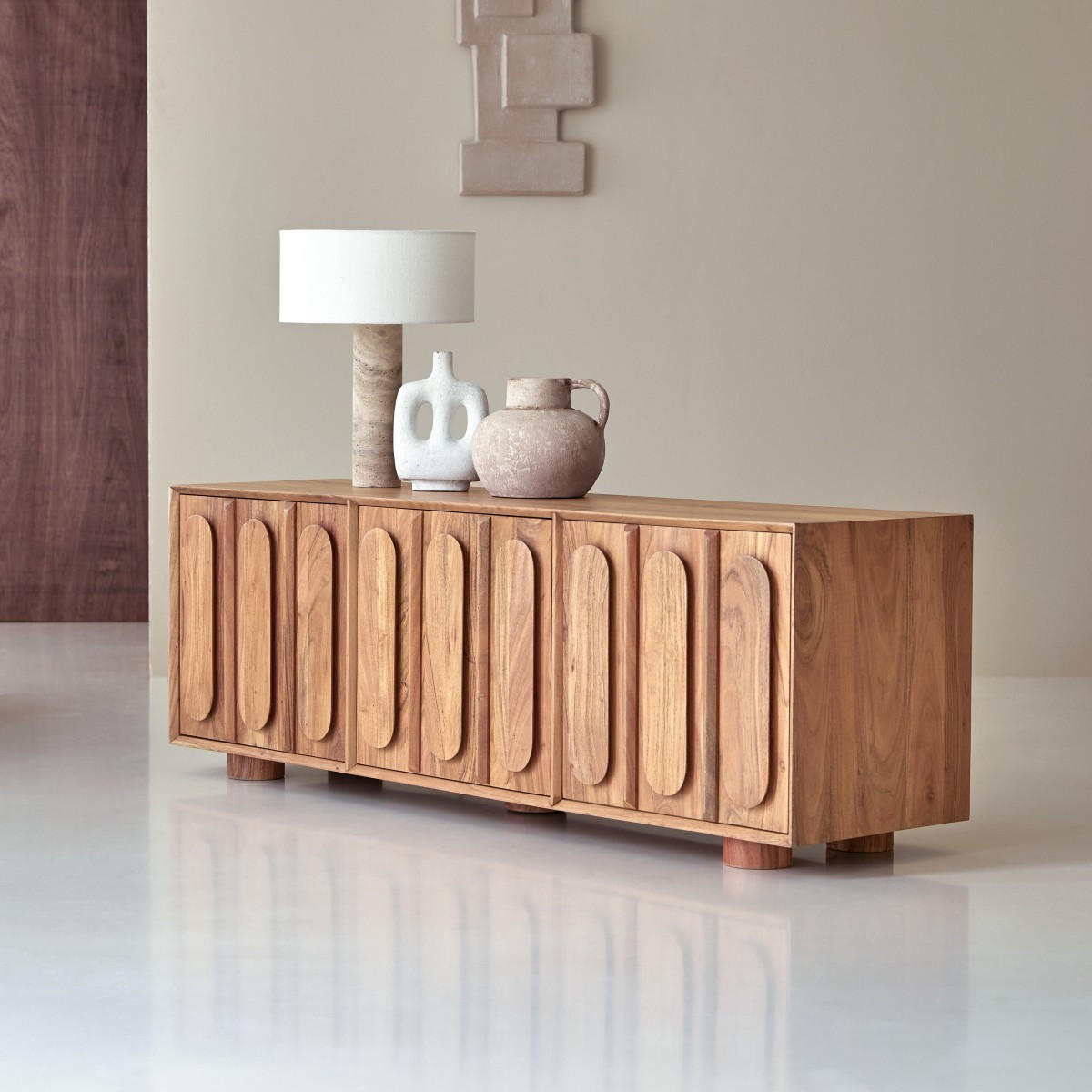 TV-SCHRANK Olga Natur aus Akazie - Naturfarben, Holz (146/51/40cm) - Tikamoon