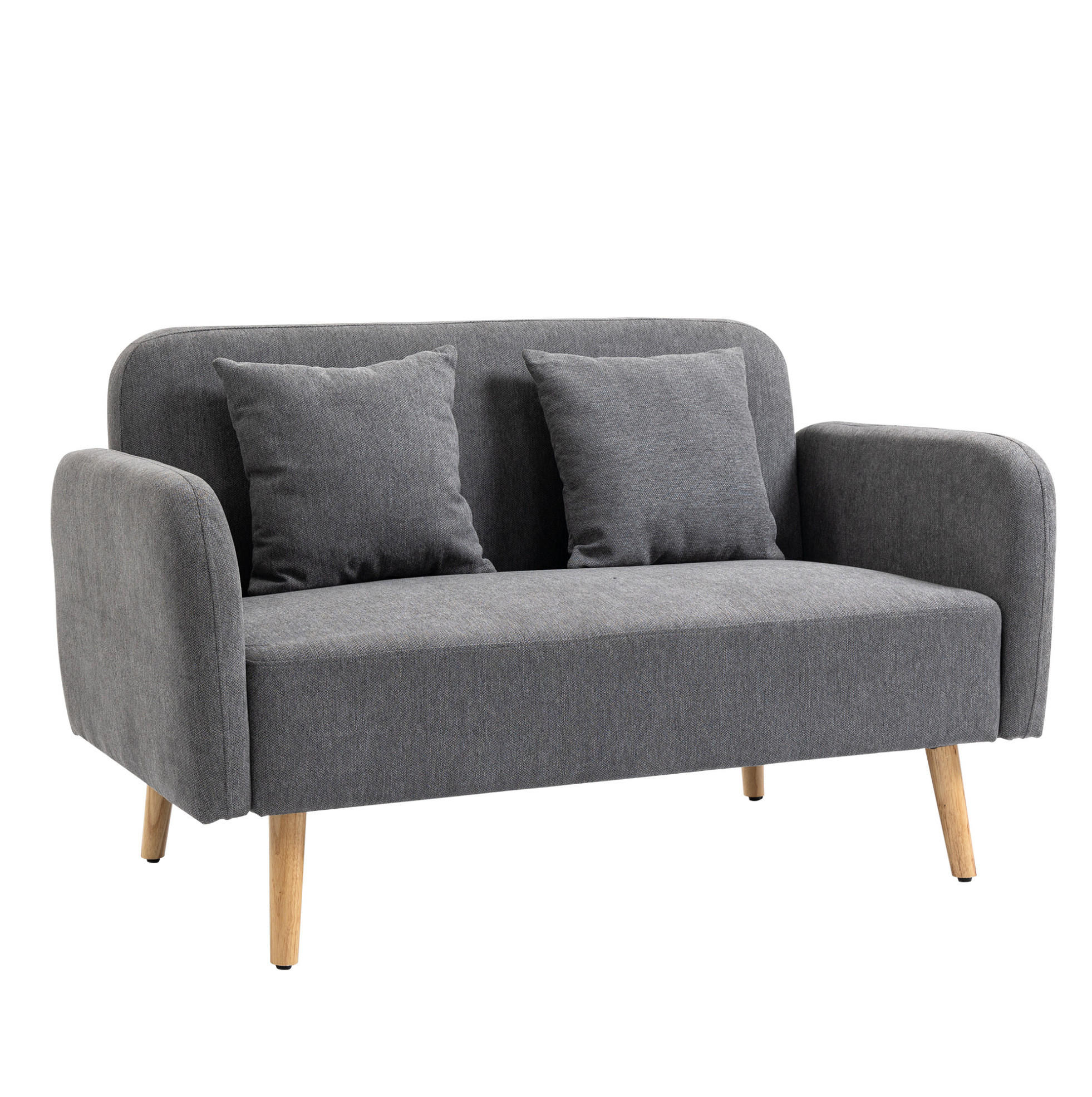 SOFA 2-Sitzer mit 2 Kissen 130 cm Grau - Grau, Holzwerkstoff (130/80/70cm) - Meubliv