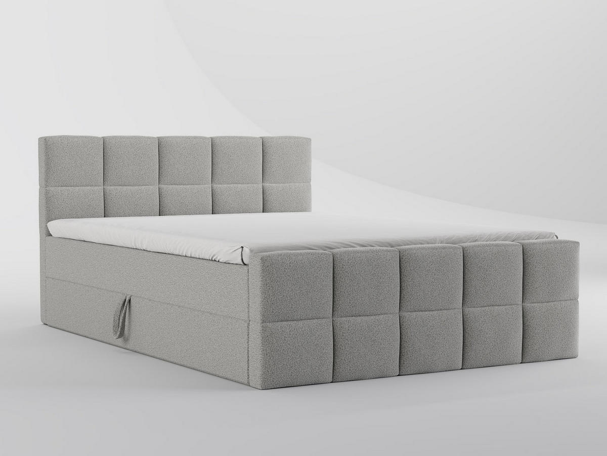 KONTINENTALBETT Vanessa 206/223 cm, in Beige, Bouclé-Stoff, Bettkasten, Matratze, Topper - Beige, Textil (200/220cm) - Barchello
