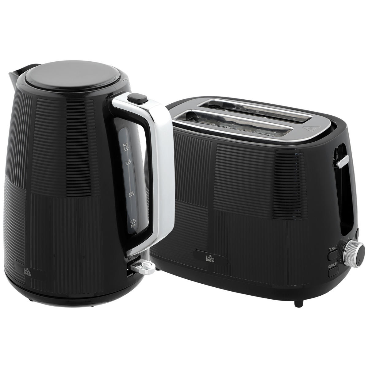 TOASTER mit Wasserkocher DE-07880 Schwarz - Schwarz, Kunststoff (15.6/23.3/20.4cm) - ComfortXL
