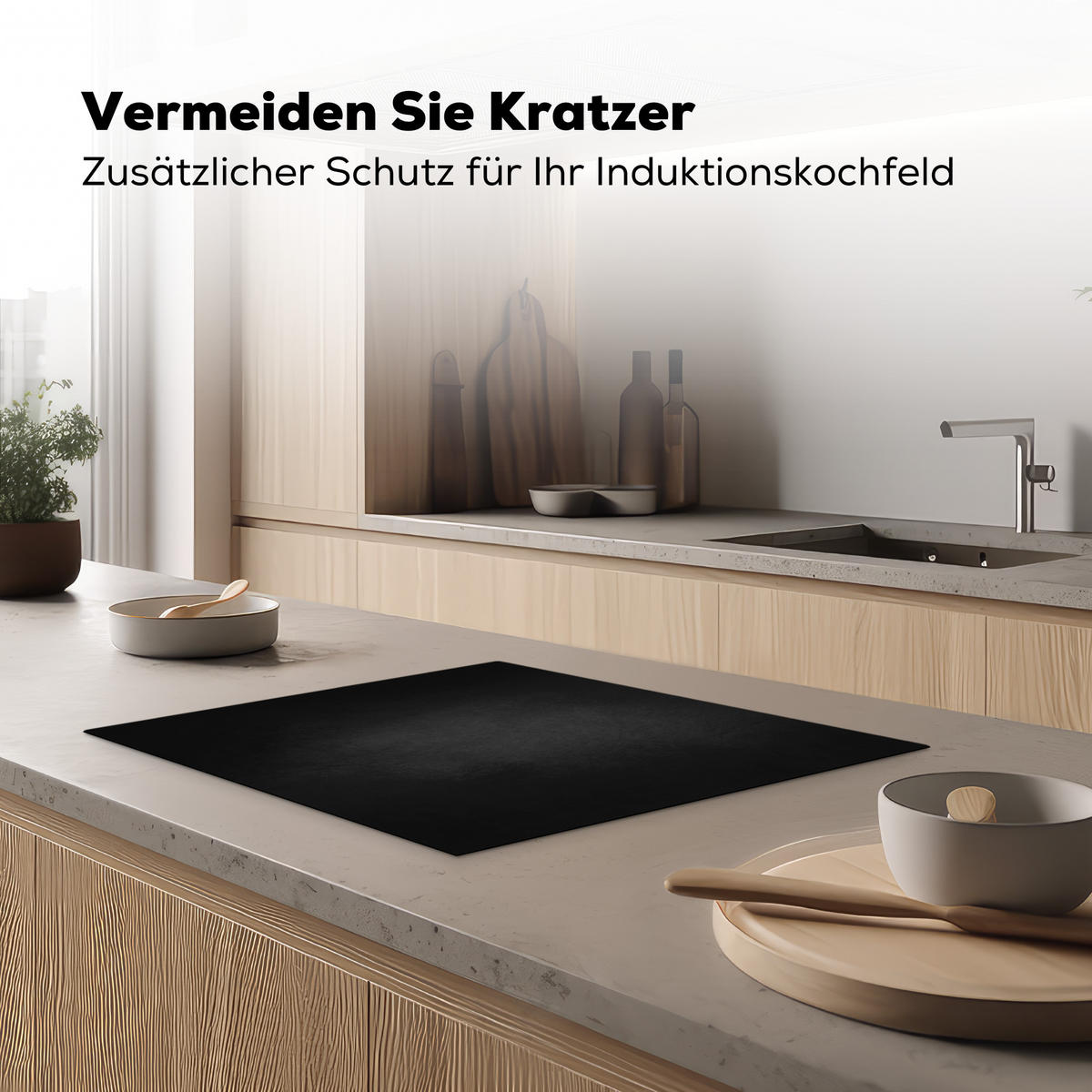 HERDABDECKPLATTE Beton - Schwarz - Grau - Strukturiert - Industriell 65x52 cm - Graphitfarben, Kunststoff (65/0.2/52cm) - MuchoWow