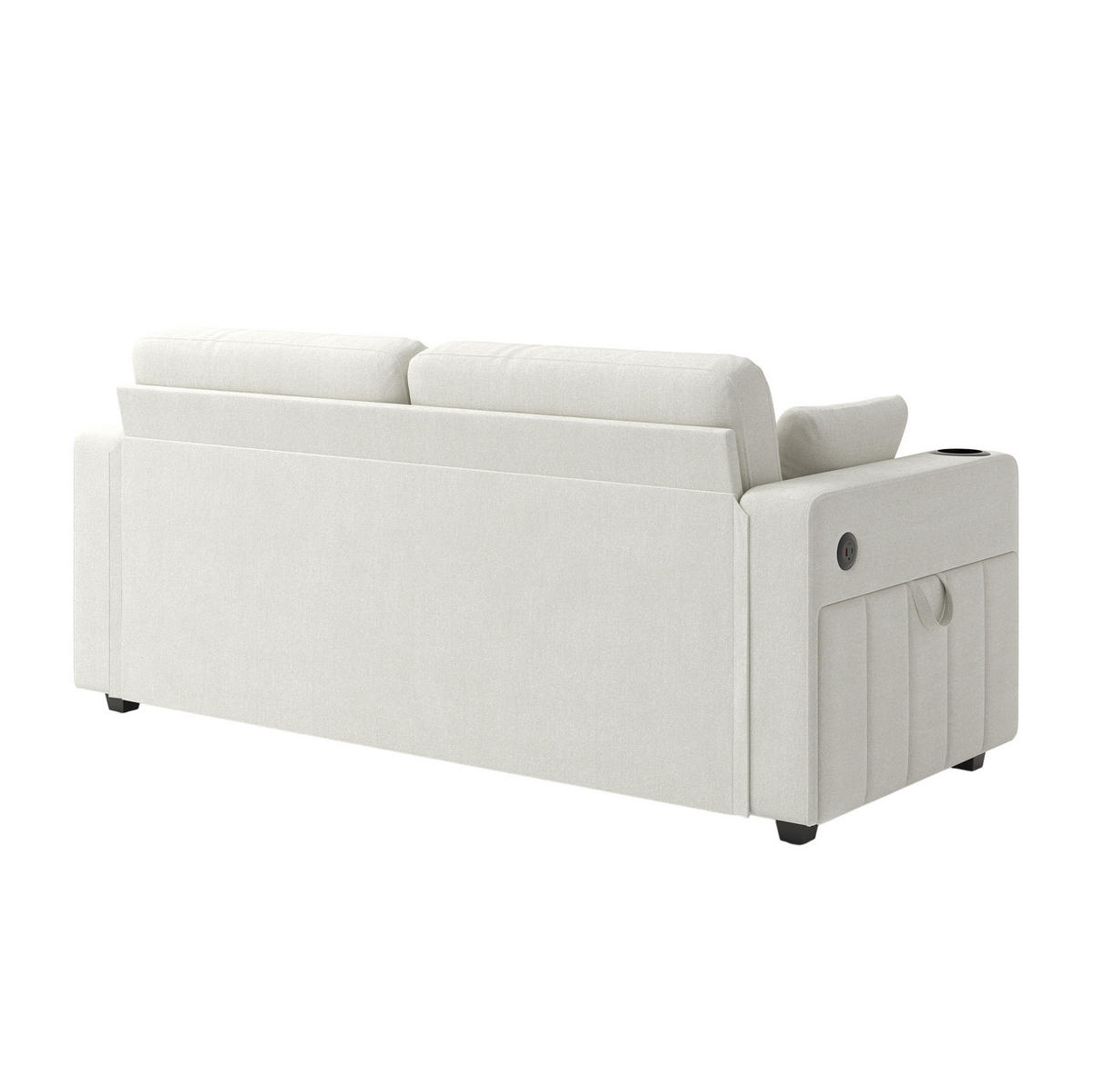 SOFA 2-Sitzer mit Stauraumschubladen USB Chenille Beige - Beige, Holzwerkstoff (172/82/75cm) - Meubliv