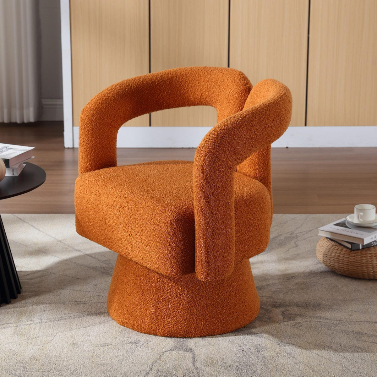 DREHSTUHL 360°Drehsessel Loungesessel mit Polsterung,Boucle,Orange - Orange, Textil (67/74/55cm) - LVHOM