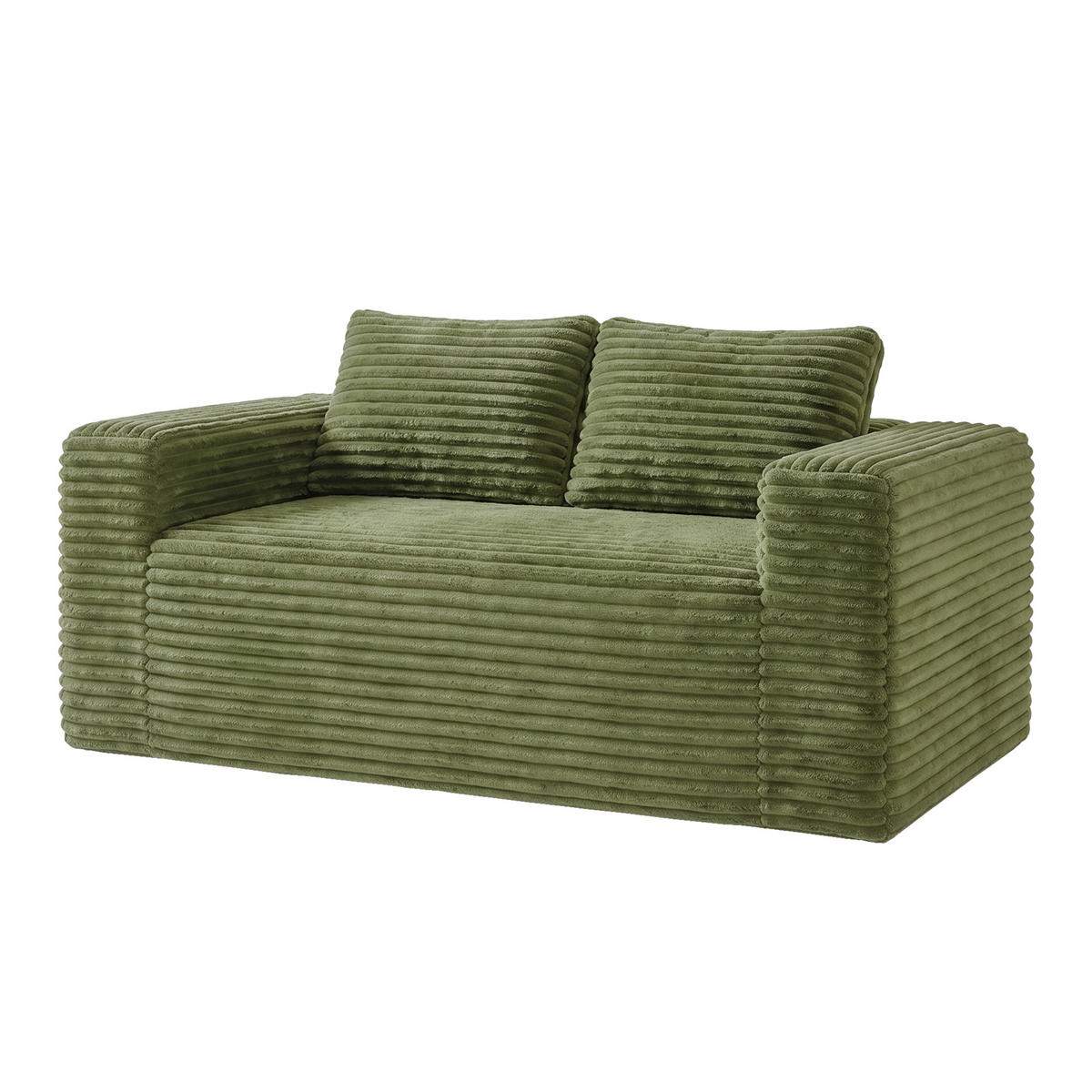 POHOVKA Zelená z manšestru, dvoumístná, bez montáže - zelená barva, textil (160/58/88cm) - Urban Meuble