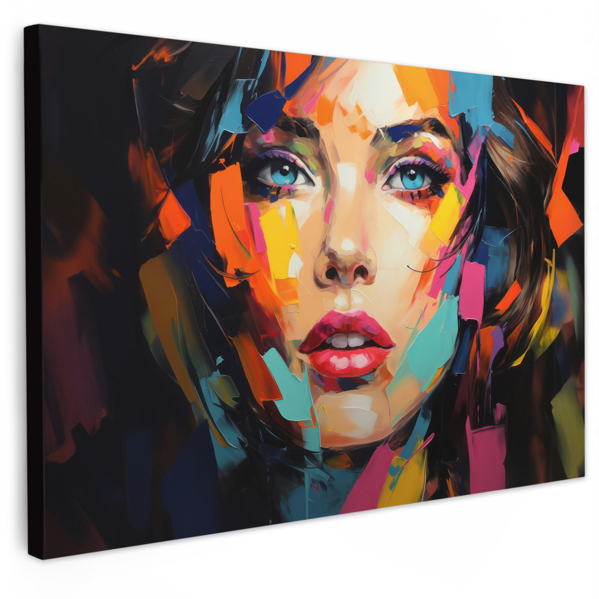 LEINWANDBILD Frau - Porträt - Farbenfroh - Kunst 30x20 cm - Multicolor, Textil (30/20cm) - MuchoWow