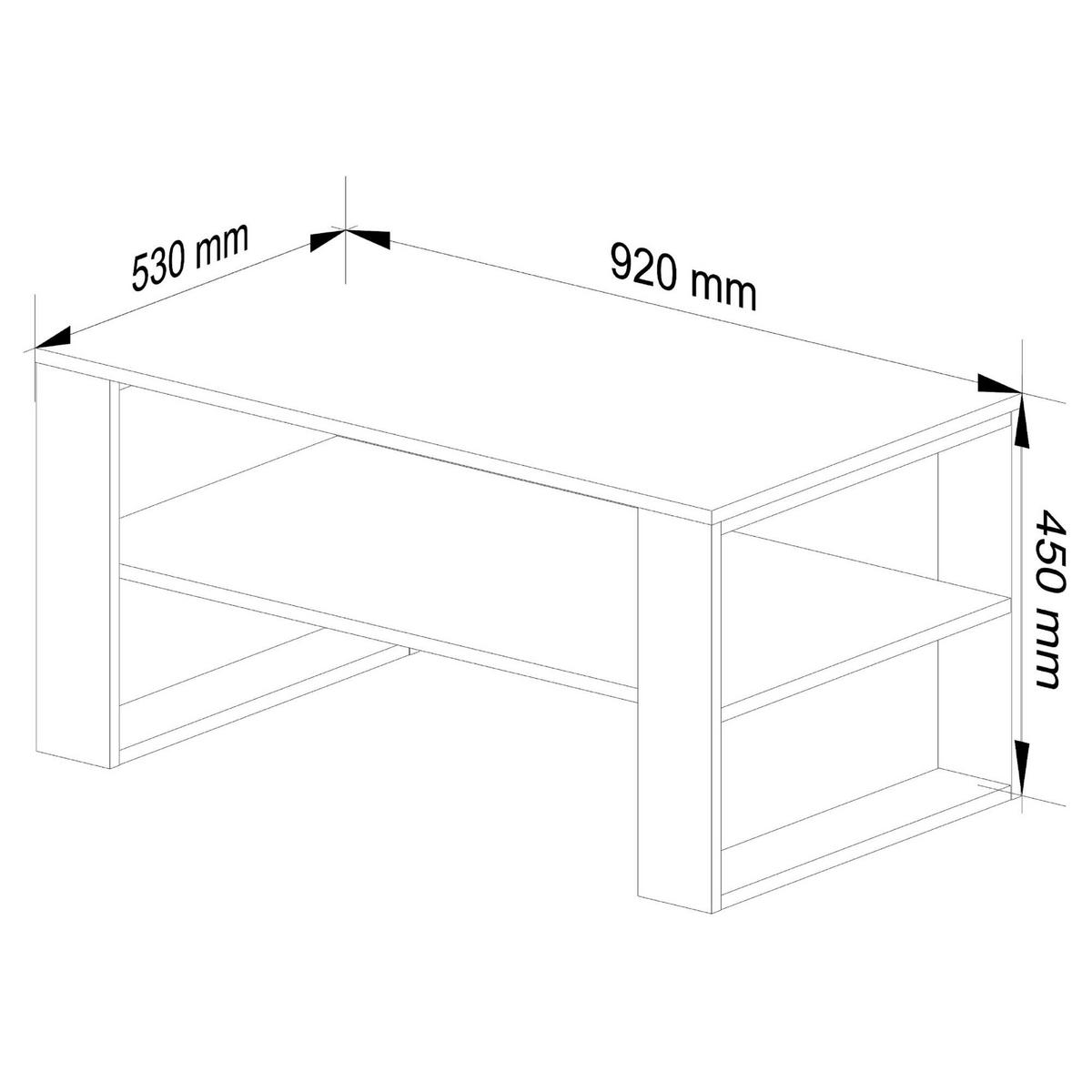 COUCHTISCH ALEX Craft-Eichenfarben, Schwarz 92x53x45 cm - Eichefarben/Schwarz, Holzwerkstoff (53/92/45cm) - Akord