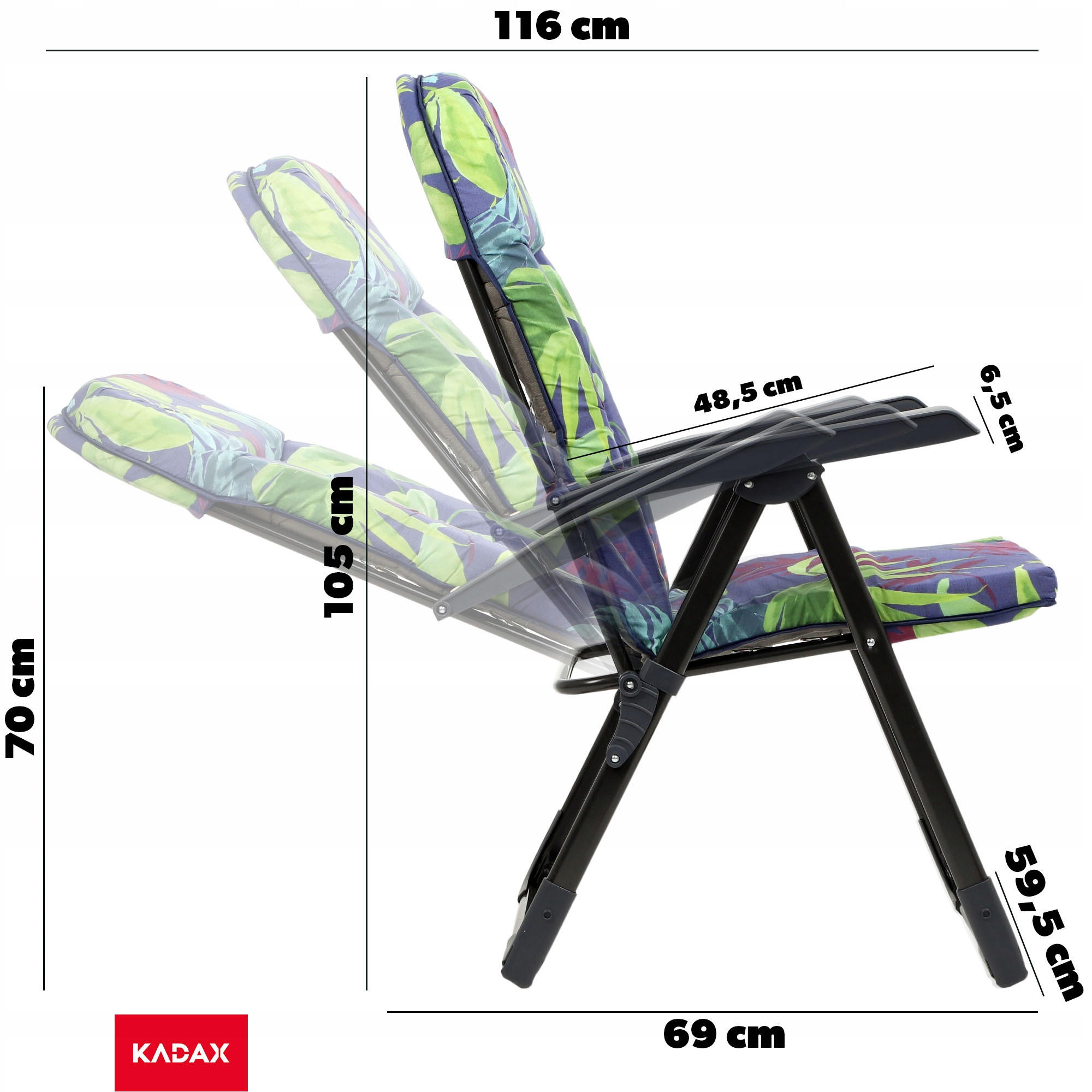 GARTENLIEGE 116 x 70 cm Granatapfel - Blau/Grün, Metall (59/116cm) - KADAX