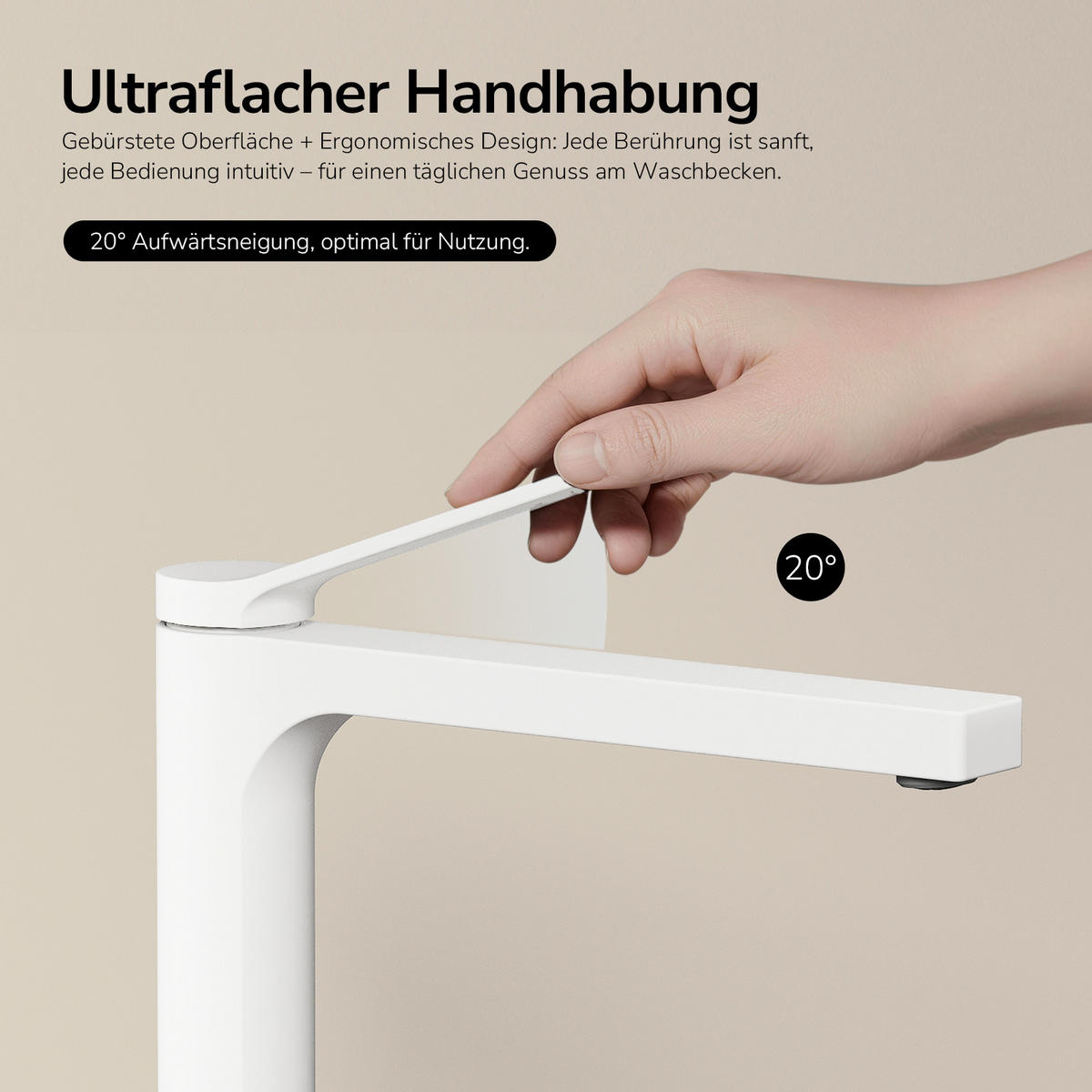 WASCHTISCHARMATUR mit Zertifiziertem Filterelement Weiß Matt Hoher Stil - Weiß, Metall (23.3/4.6/33.5cm) - EMKE