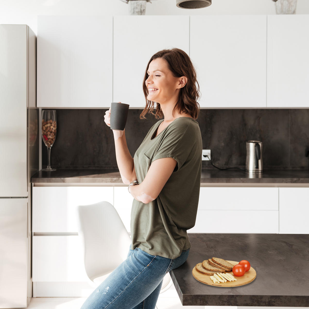 DREHTELLER - Hellbraun, Holz (32/3.5/32cm) - Relaxdays