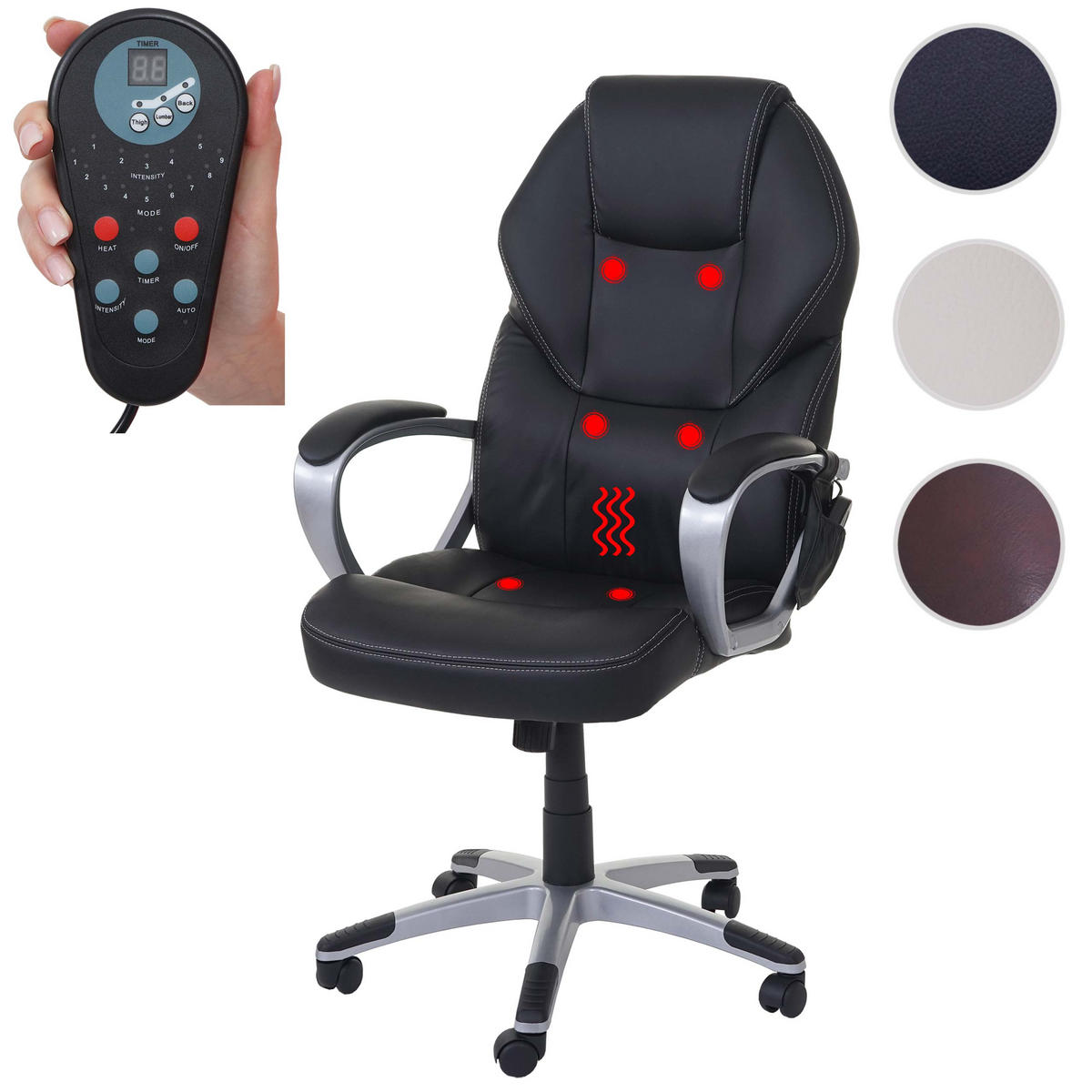 MASSAGE-BÜROSTUHL Schwarz - Schwarz, Textil (66/123/68cm) - Jamb