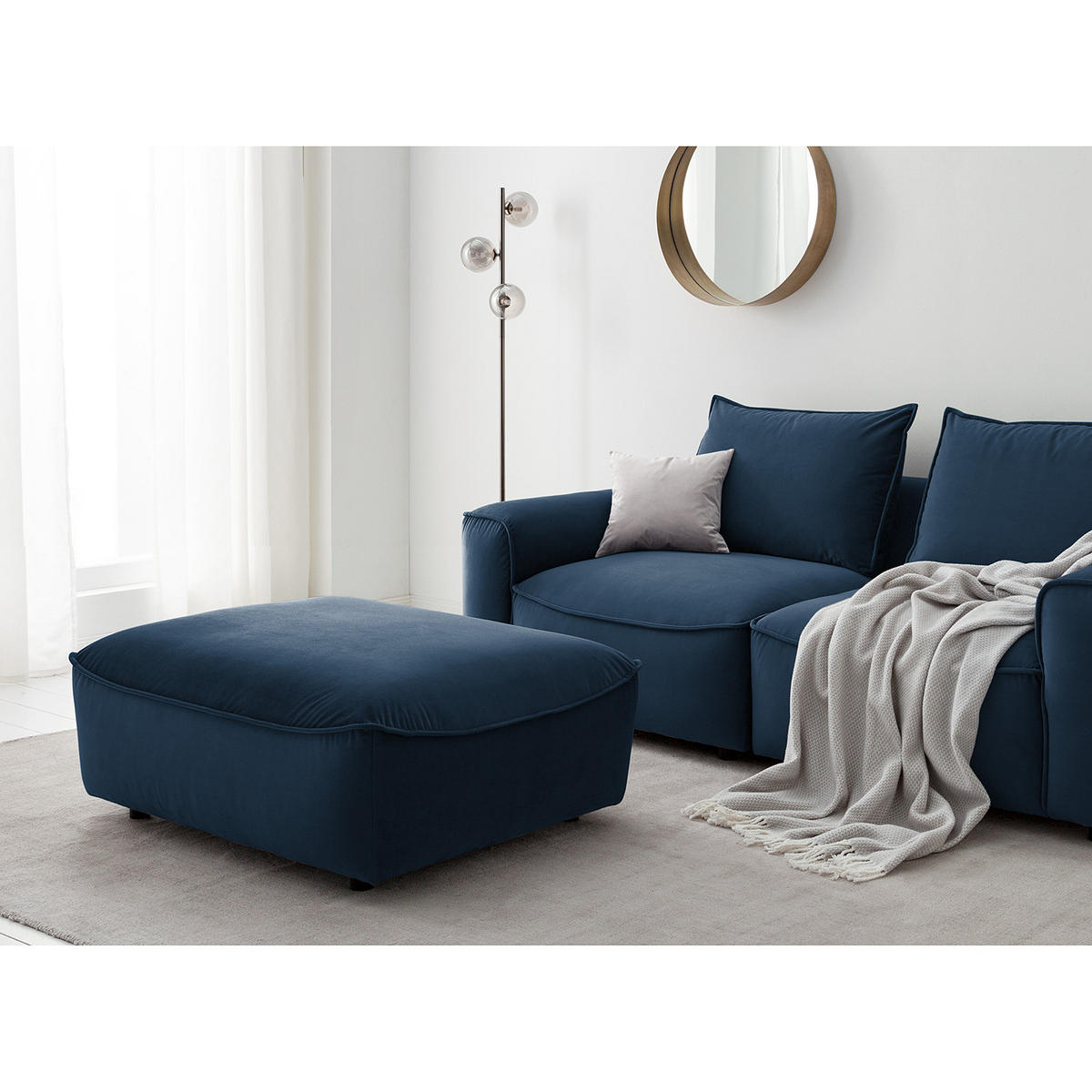 POLSTERHOCKER - Schwarz/Dunkelblau, Kunststoff/Textil (99/40/82cm) - home24