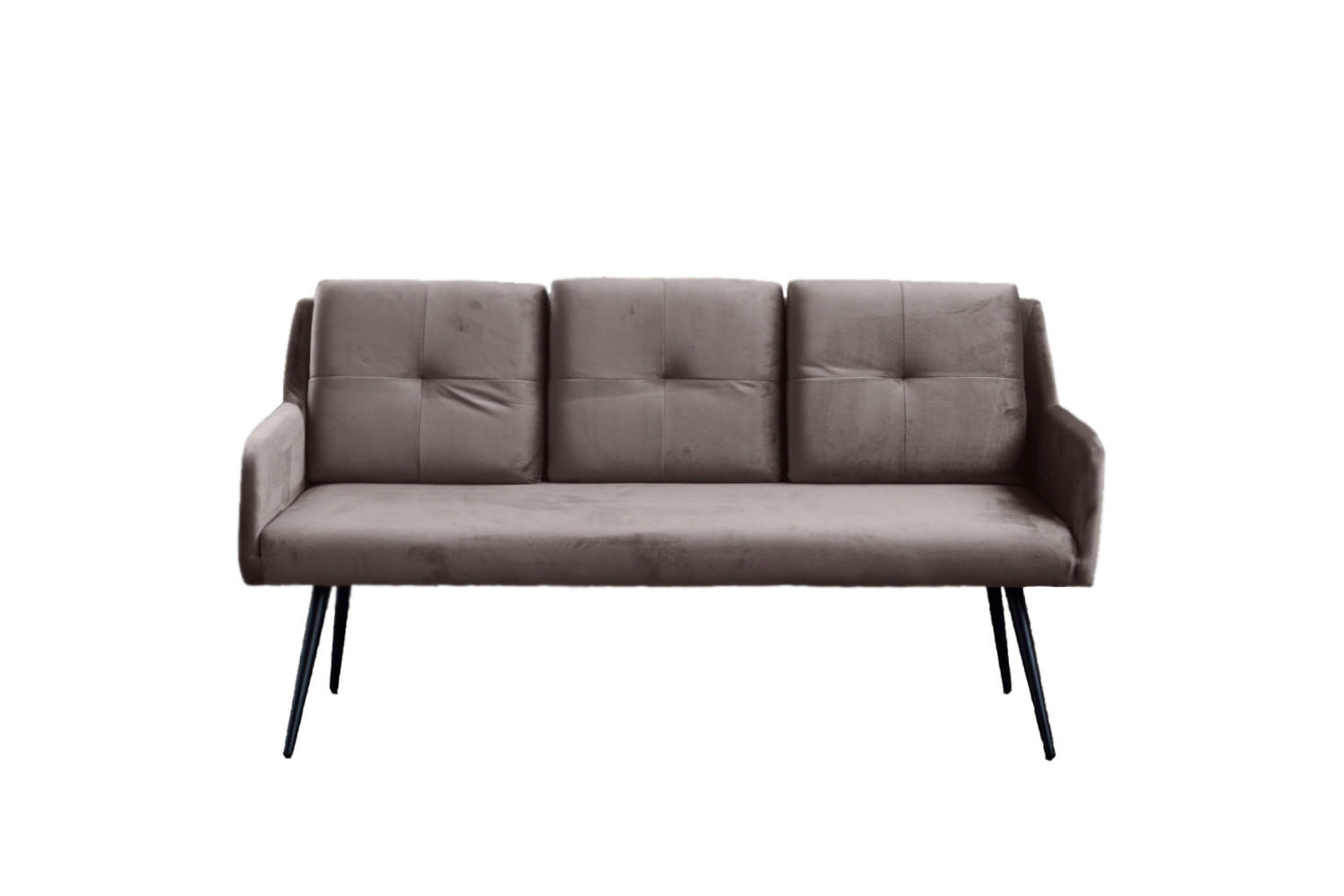 ESSZIMMERBANK PIRI Taupe Velvet - Taupe/Schwarz, Textil (180/84/64cm) - KAWOLA