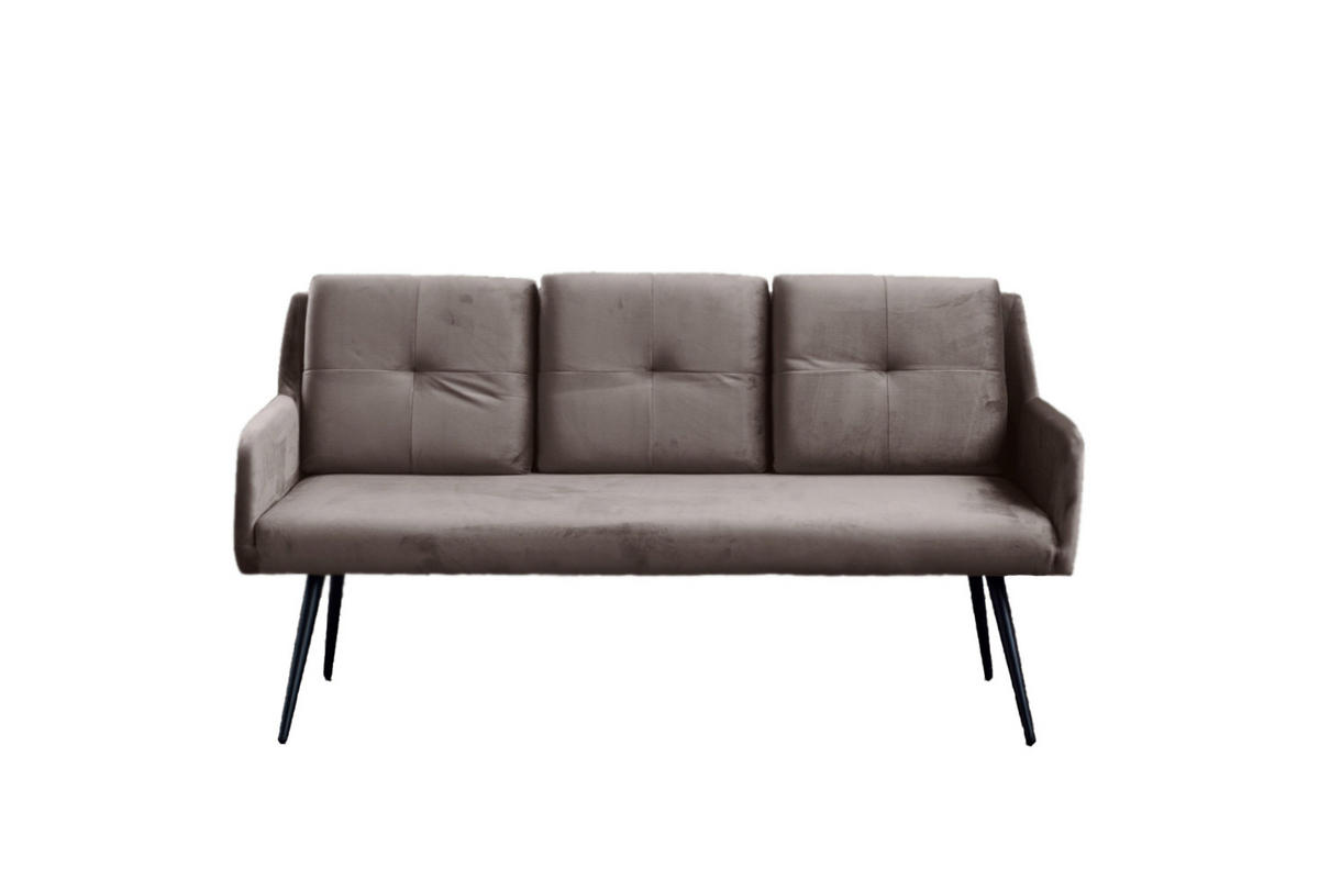 ESSZIMMERBANK PIRI Taupe Velvet - Taupe/Schwarz, Textil (180/84/64cm) - KAWOLA