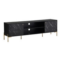 TV-MÖBEL mit 2 Türen & 2 Ablagefächern - MDF & Metall - Marmor-Optik Schwarz & Goldfarben - CIEMILA - Schwarz, Holz (180/55/40cm) - Vente-Unique