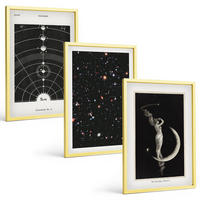 BILDER SET 3er Set - 40x60 cm Goldrahmen - Nachtdarstellung des Sonnensystems - Goldfarben, Kunststoff (40/60cm) - TULUP