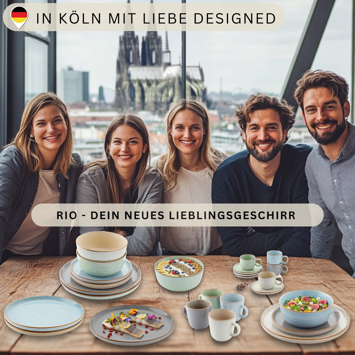 SPEISETELLER SET RIO - 4 teilig aus Steingut - Multicolor, Keramik (13cm) - Sänger