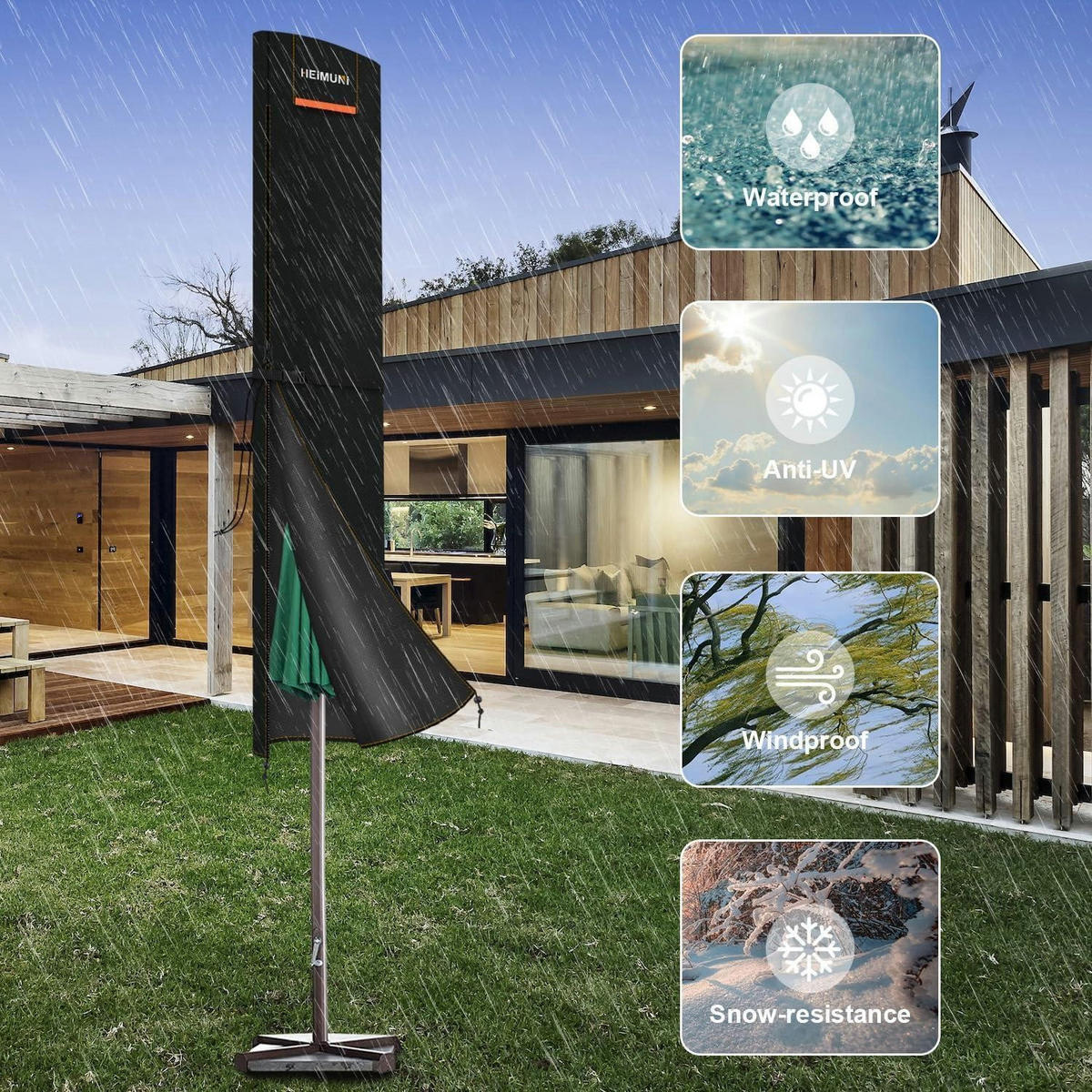 SCHUTZHÜLLE für Sonnenschirm 160 x 30/30 cm wetterfest - Schwarz, Kunststoff (30/160/30cm)