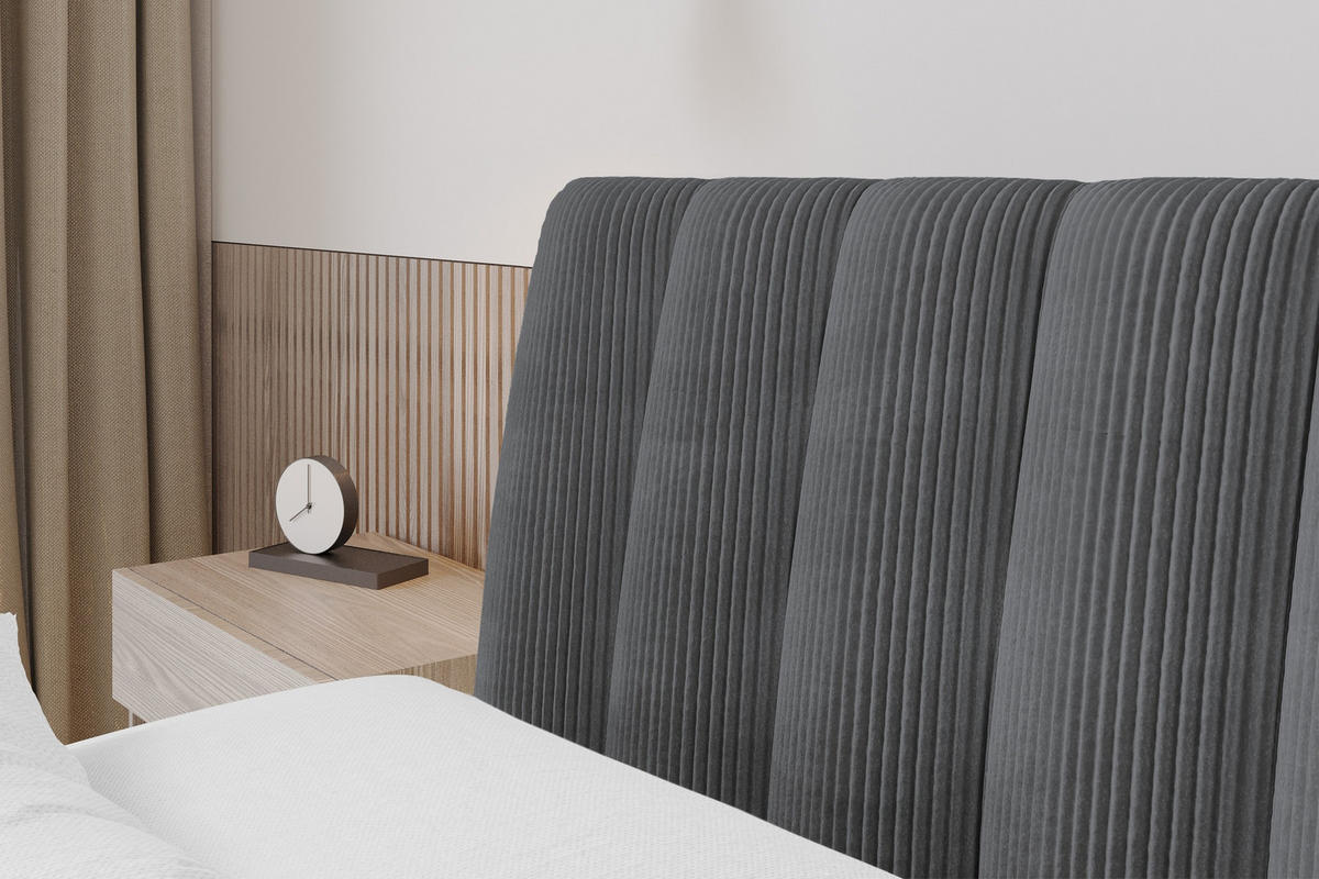 POLSTERBETT mit Bettkasten und Lattenrost, Boxbett ohne Matratze - ILAN 180x200 Dunkelgrau - Anthrazit, Holzwerkstoff/Textil (180/200cm) - ALTDECOR