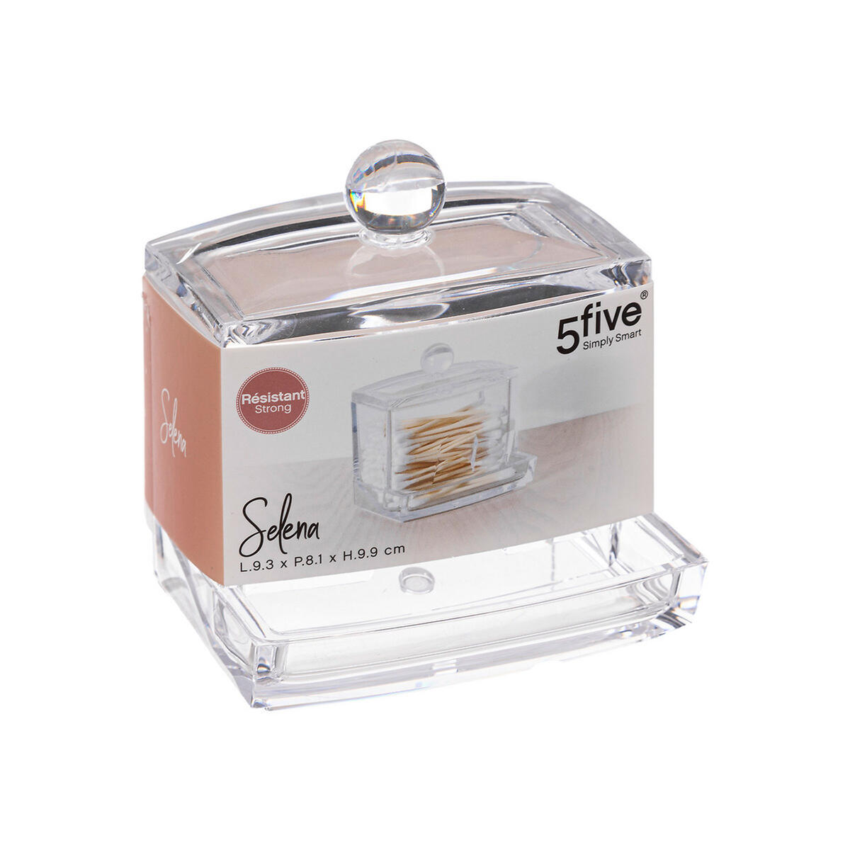 WATTESTÄBCHEN-SPENDER Selena, Kunststoff, 9 x 8 x 9.9 cm - Beige, Kunststoff (8.3/10/9.3cm) - 5five Simply Smart