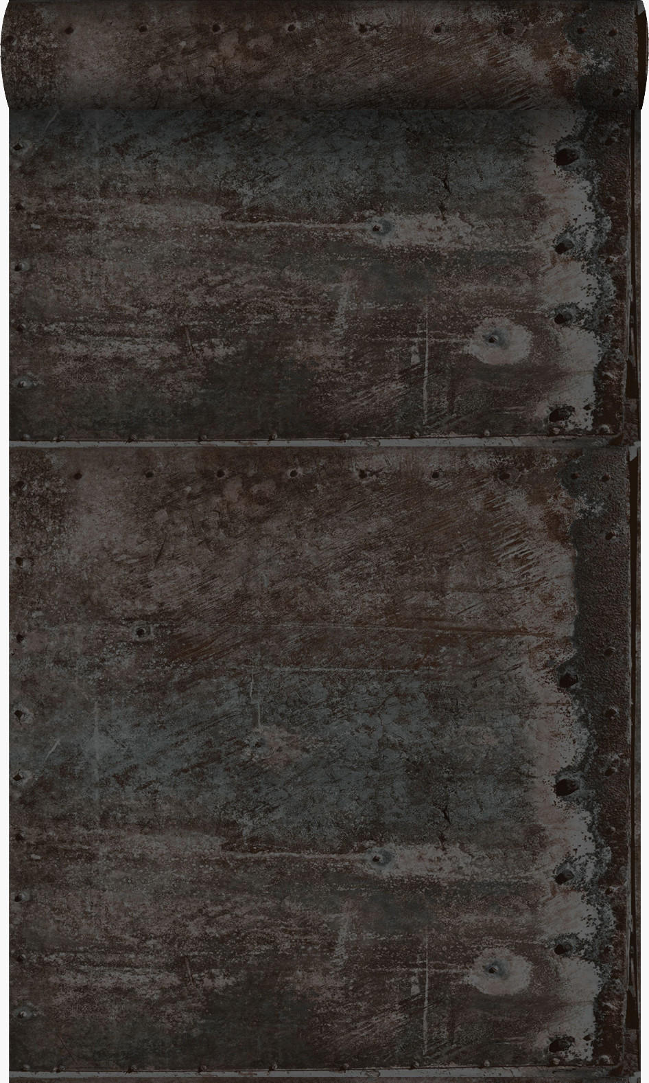 TAPETE große verwitterte rostige Metallplatten 53 cm x 10.05 m - Schwarz, Papier (53/1000cm) - Origin Wallcoverings