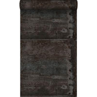 TAPETE große verwitterte rostige Metallplatten 53 cm x 10.05 m - Schwarz, Papier (53/1000cm) - Origin Wallcoverings