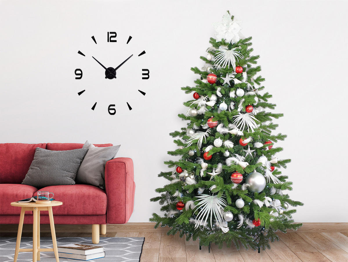 LAALU CHRISTBAUMKUGEL-SET 133 Stück in Luxusbox POLAR RED für Weihnachtsbäume 120-210 cm - Rot/Silberfarben, Glas/Kunststoff (55/50/75cm) - LAALU