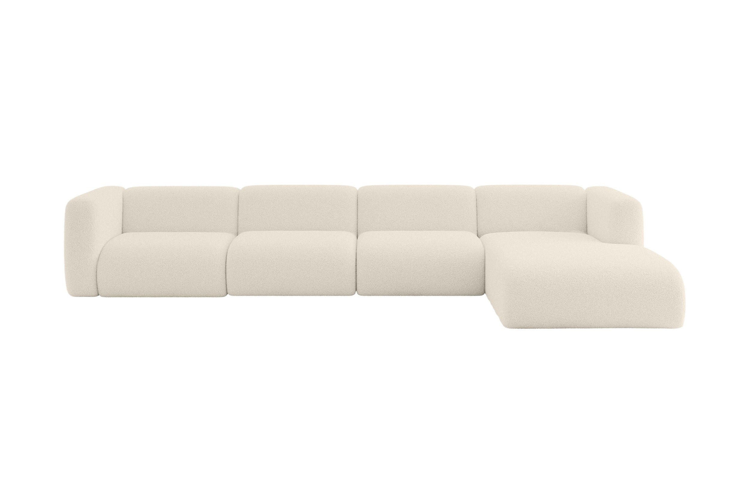 ALTDECOR ROHOVÁ SEDAČKA S PRAVOU OTOMANOU MIRA-L3 409x179x70 Béžová Bouclé