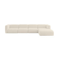 ECKSOFA Ottomane Rechts MIRA-L3 409x179x70 Beige Bouclé - Kaschmir/Beige, Holzwerkstoff/Kunststoff (409/179cm) - ALTDECOR