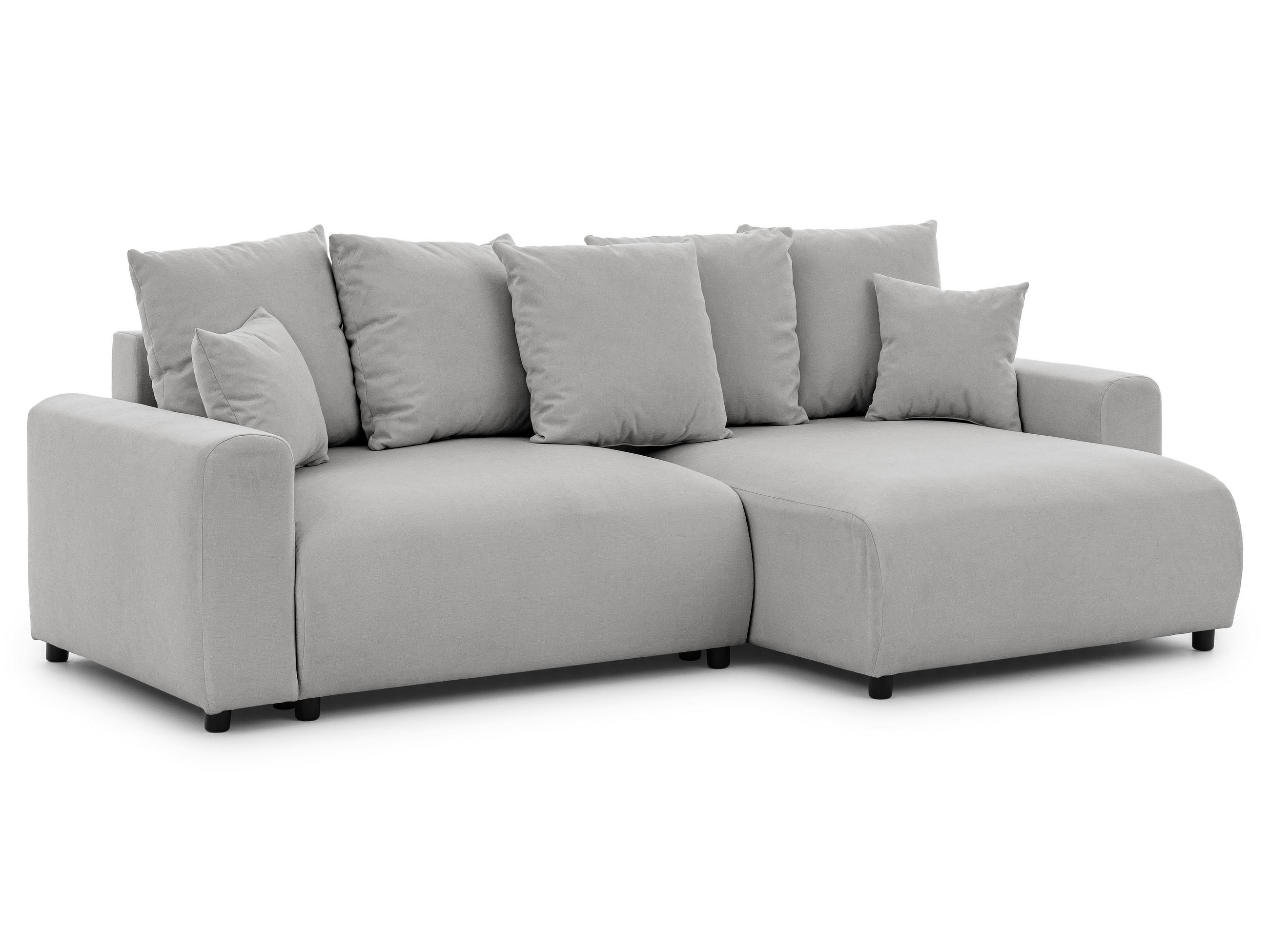 ECKSOFA Calma mit Schlaffunktion und Bettkasten im Bumpy-Design aus weichem Grau Webstoff - Ottomane rechts - Schwarz/Grau, Holz/Kunststoff (140/239cm) - S-Style