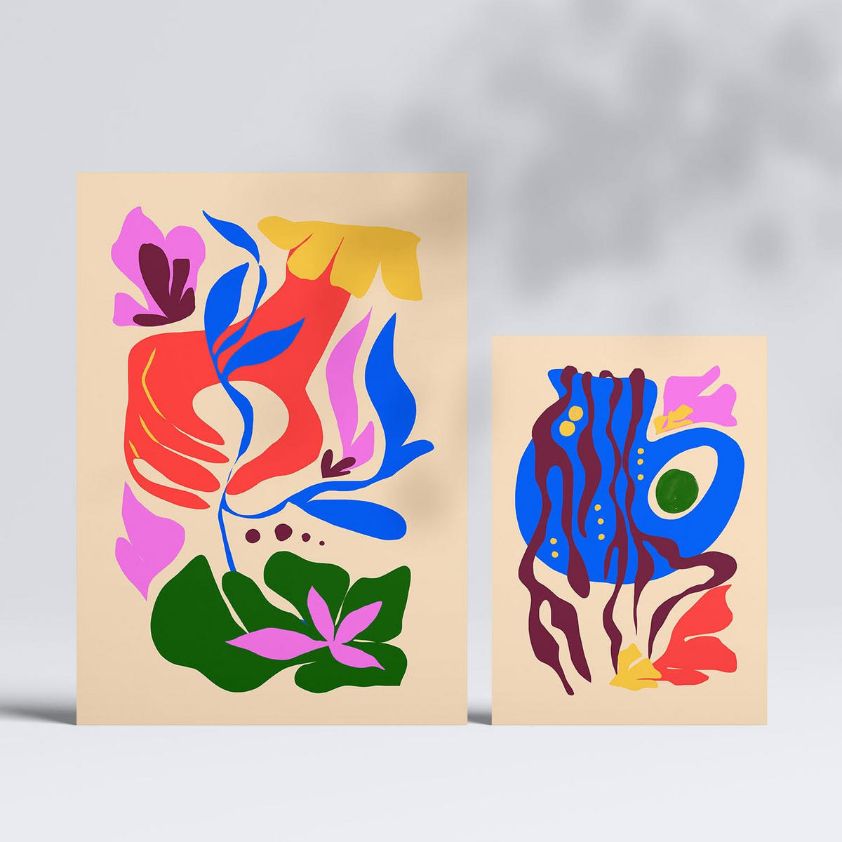 POSTER Set Mit 6 Malerisch 2 In Blume Zusammenfassung Ästhetische Dekorative Gemälde Für Ihr Wohnzimmer, Schlafzimmer, Zuhause A3 & A4 Rahmenlos - Klar, Papier (29/3cm) - Nacnic