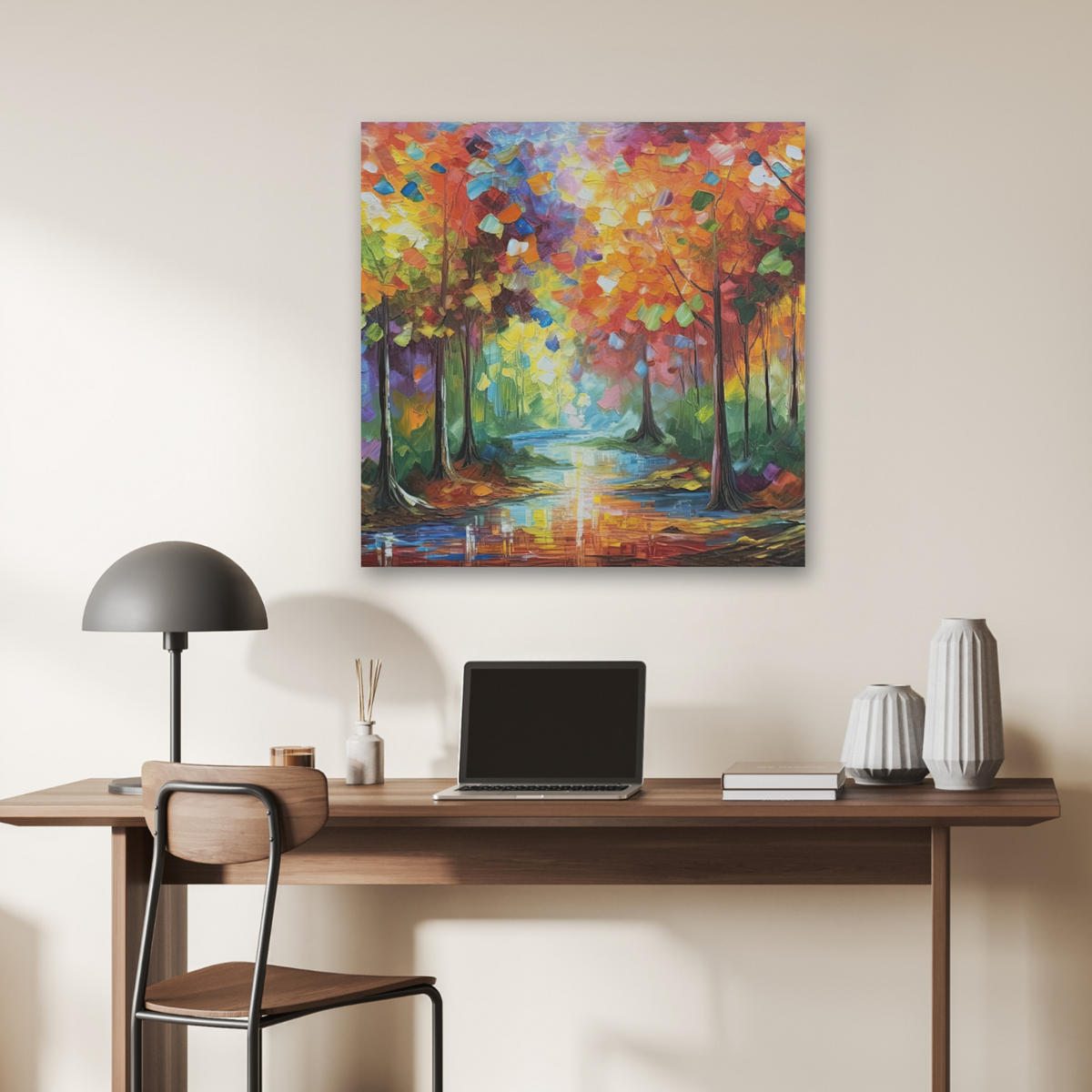 AKUSTIKBILD Landschaft - Wald - Farben - Natur Akustikpaneele 80x80 cm - Multicolor, Kunststoff (80/80/0.9cm) - MuchoWow