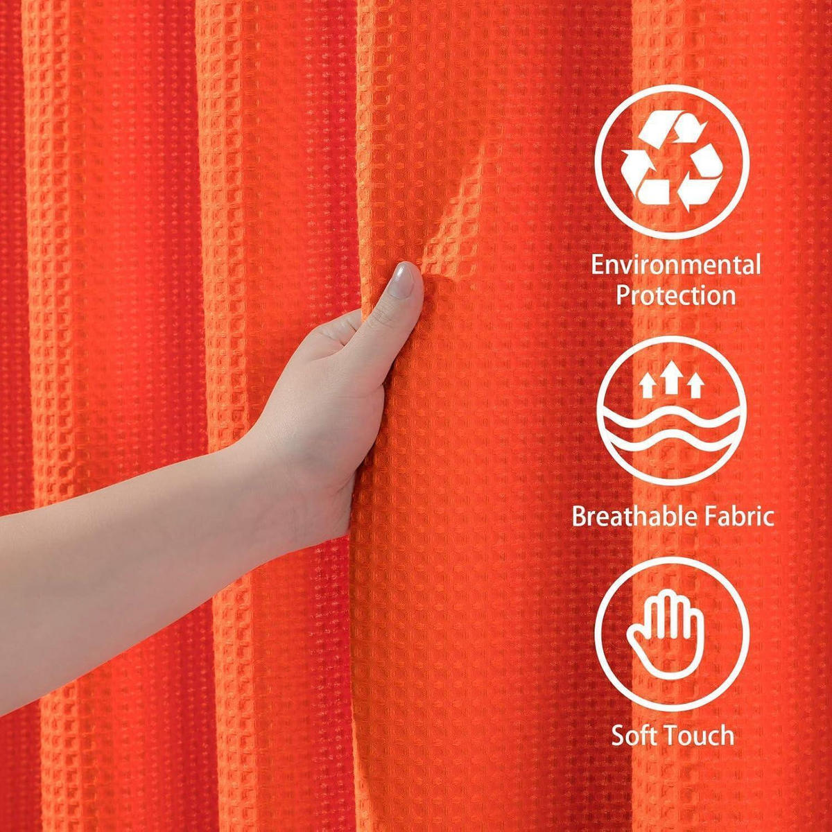 DUSCHVORHANG Waffelstoff 152 x 182 cm Orange - Orange, Textil (152/182cm)