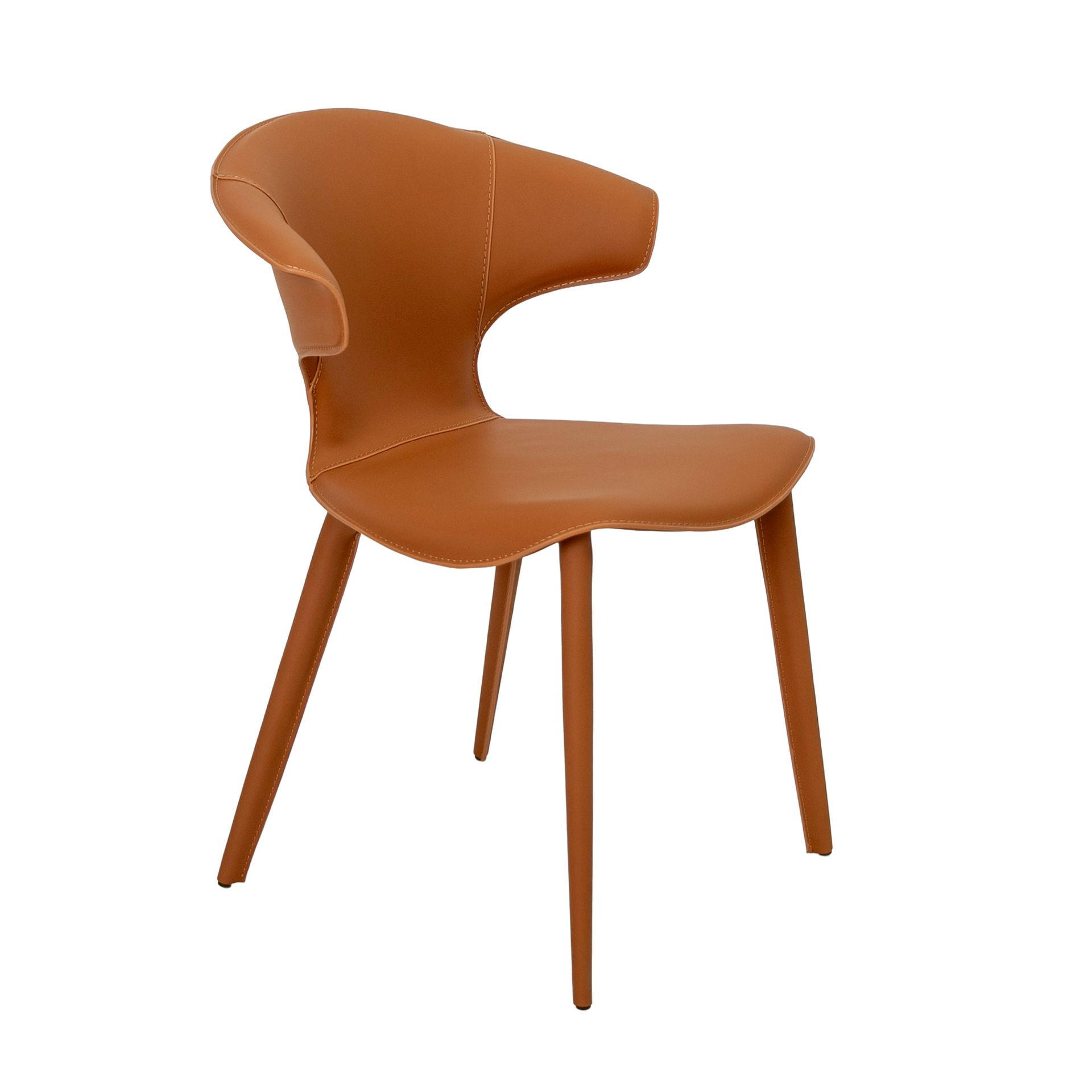 STUHL Stuhl aus orangefarbenem regeneriertem Leder 60/57/77 cm - Hellbraun/Gelb, Leder/Metall (60/77/57cm) - ANGEL CERDA