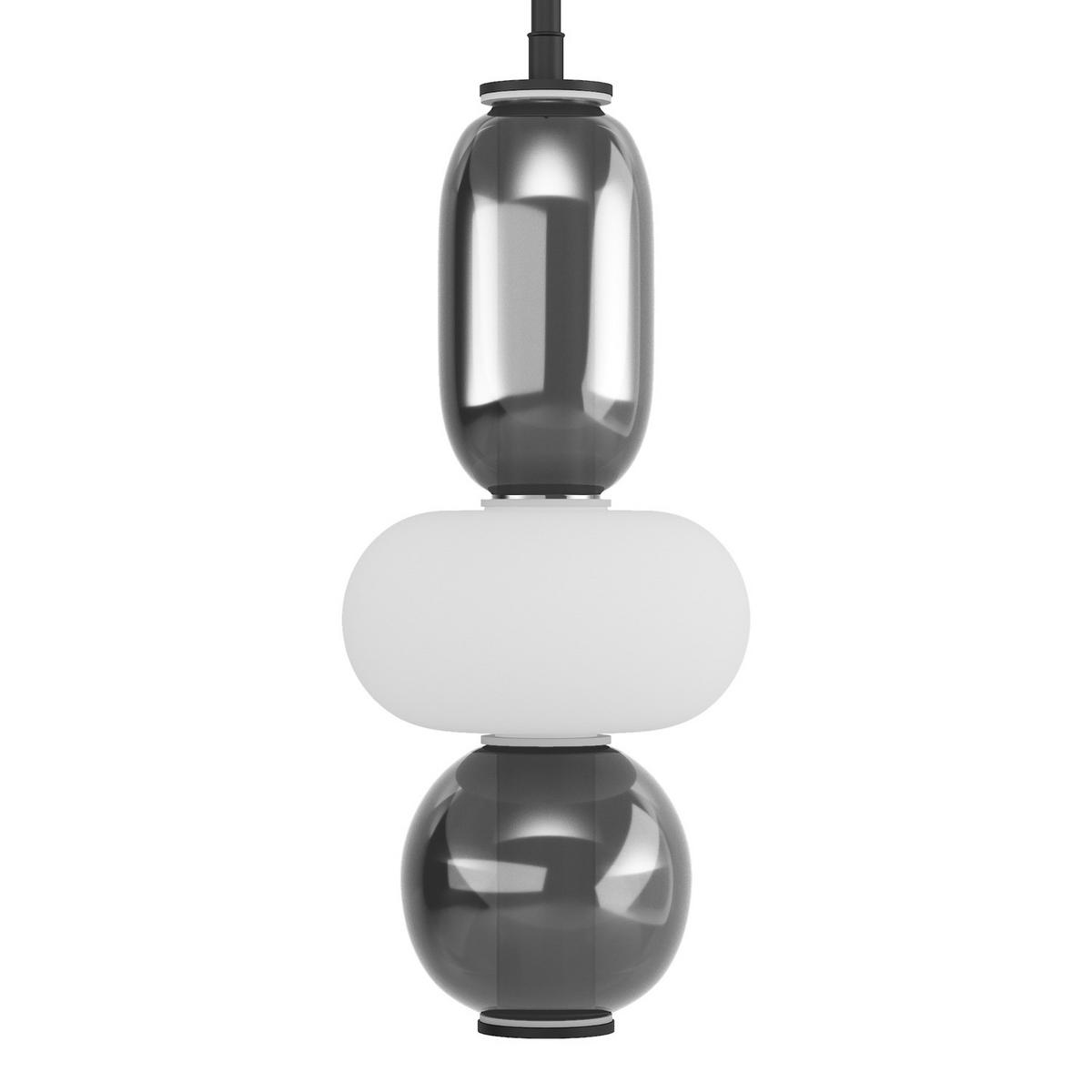 PENDELLEUCHTE - Glas / Eisen - 1-flammig - Schwarz/Weiß, Glas/Metall (17/17/150cm) - home24