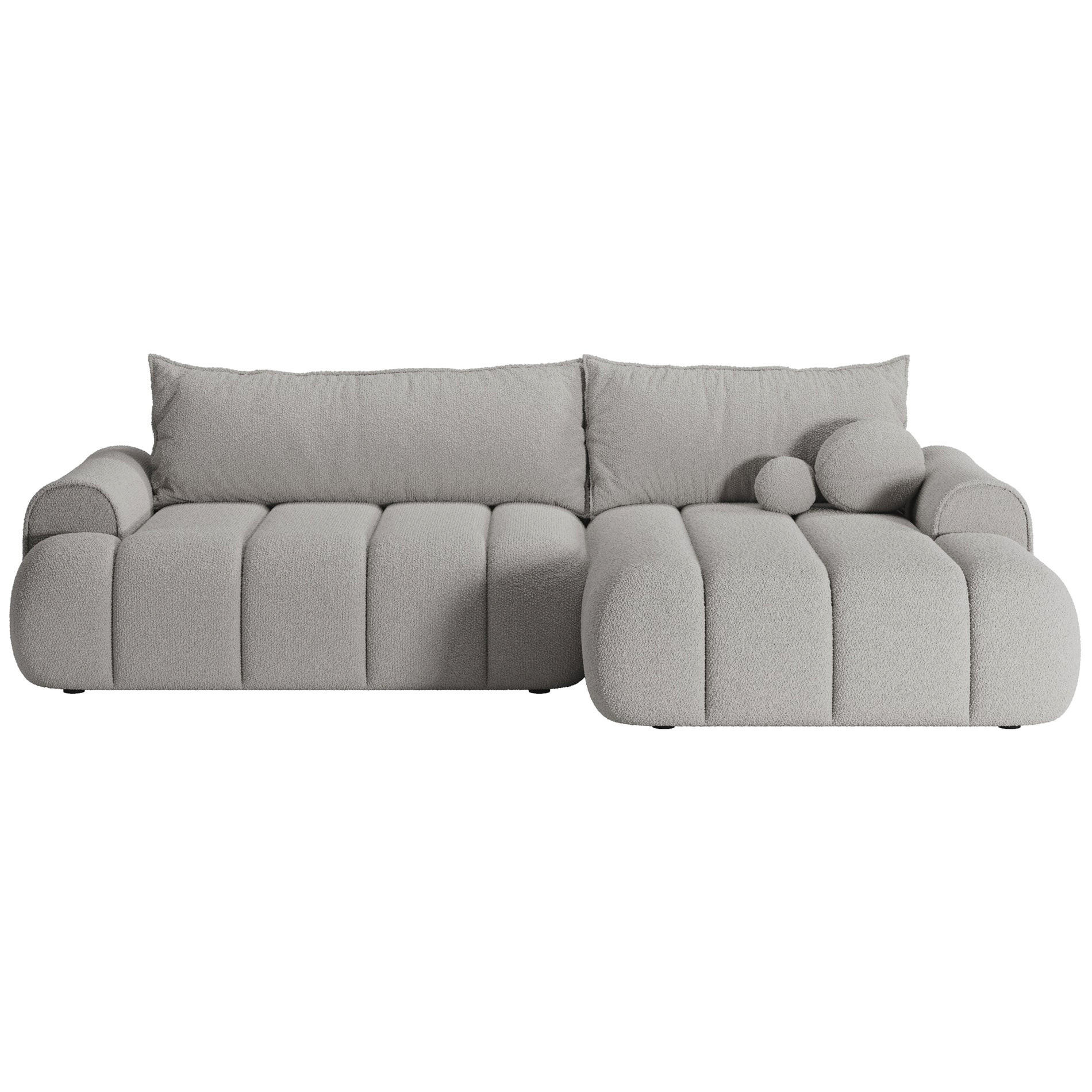 ECKSOFA Dandelino Hellgrau mit Bouclé-Bezug, rechts - Hellgrau/Schwarz, Kunststoff/Textil (172/271cm) - Selsey