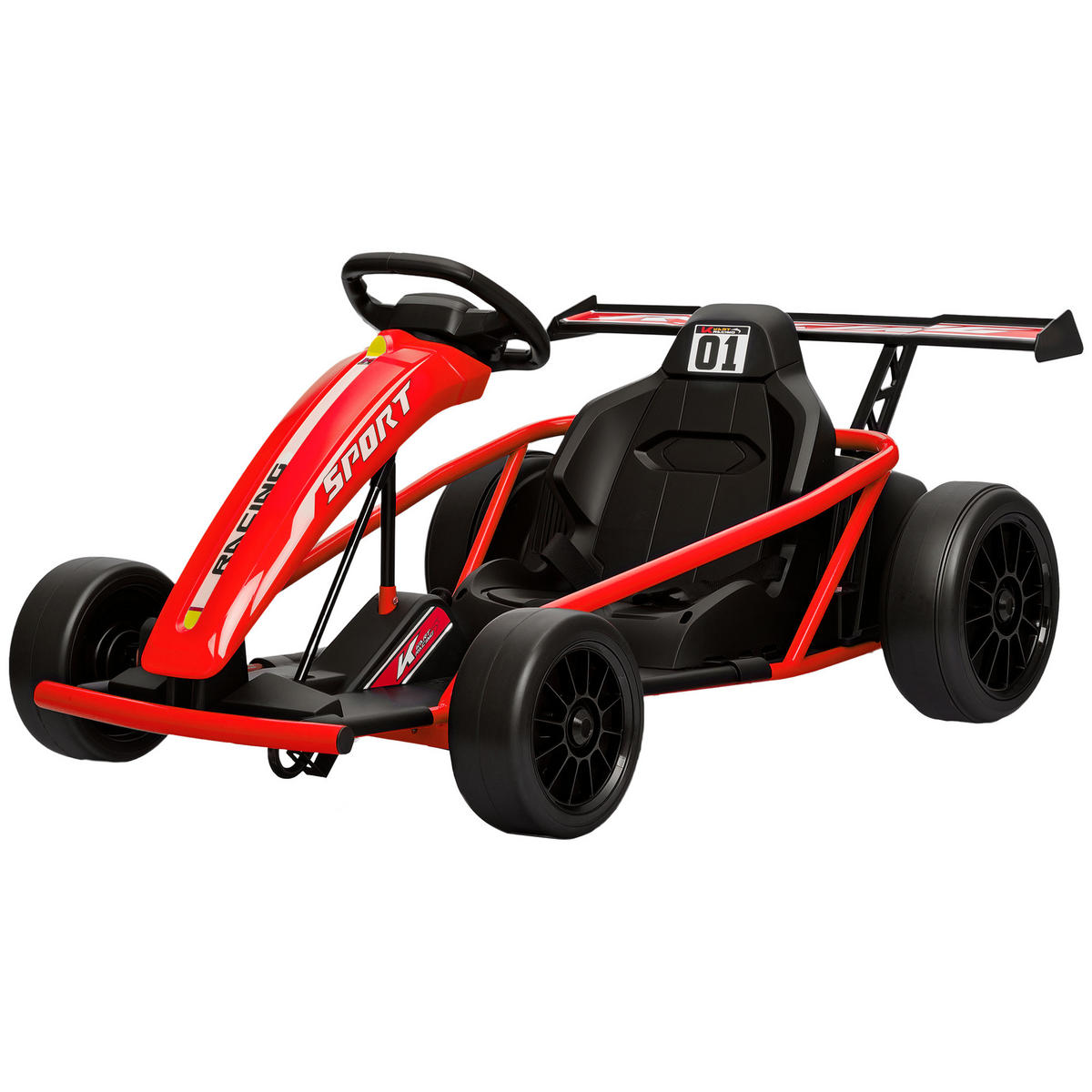 ELEKTRO-GO-KART DE-06234 mit Driftfunktion, Hupe und Musik Rot - Rot, Kunststoff/Metall (119/77/54cm) - ComfortXL