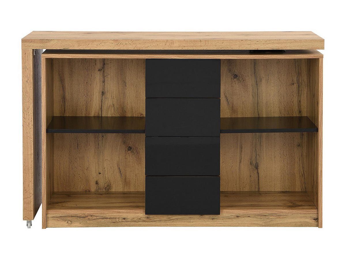 AUSZIEHBARER Schreibtisch mit 360° drehbarer Platte - MDF - Holzfarben & Schwarz - PAVELO - Schwarz, Holz (42/190/76.5cm) - Vente-Unique