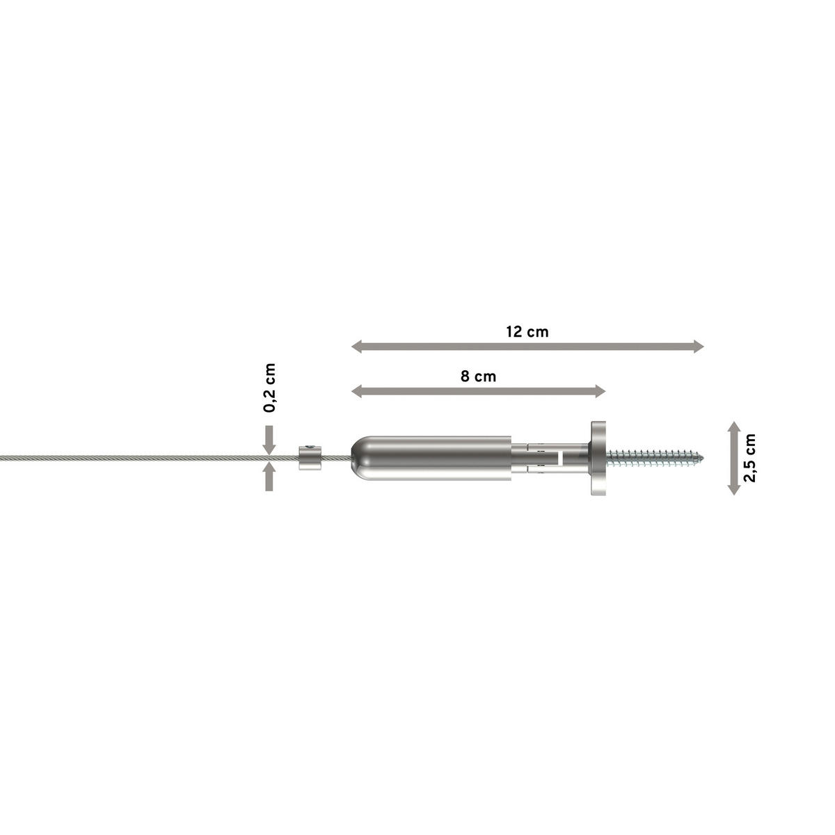 SEILSPANNGARNITUR/SEILSPANNER-SET Davis 500 cm Seil, Vernickelt - Silberfarben, Metall (2.5/2.5/5cm) - INTERDECO
