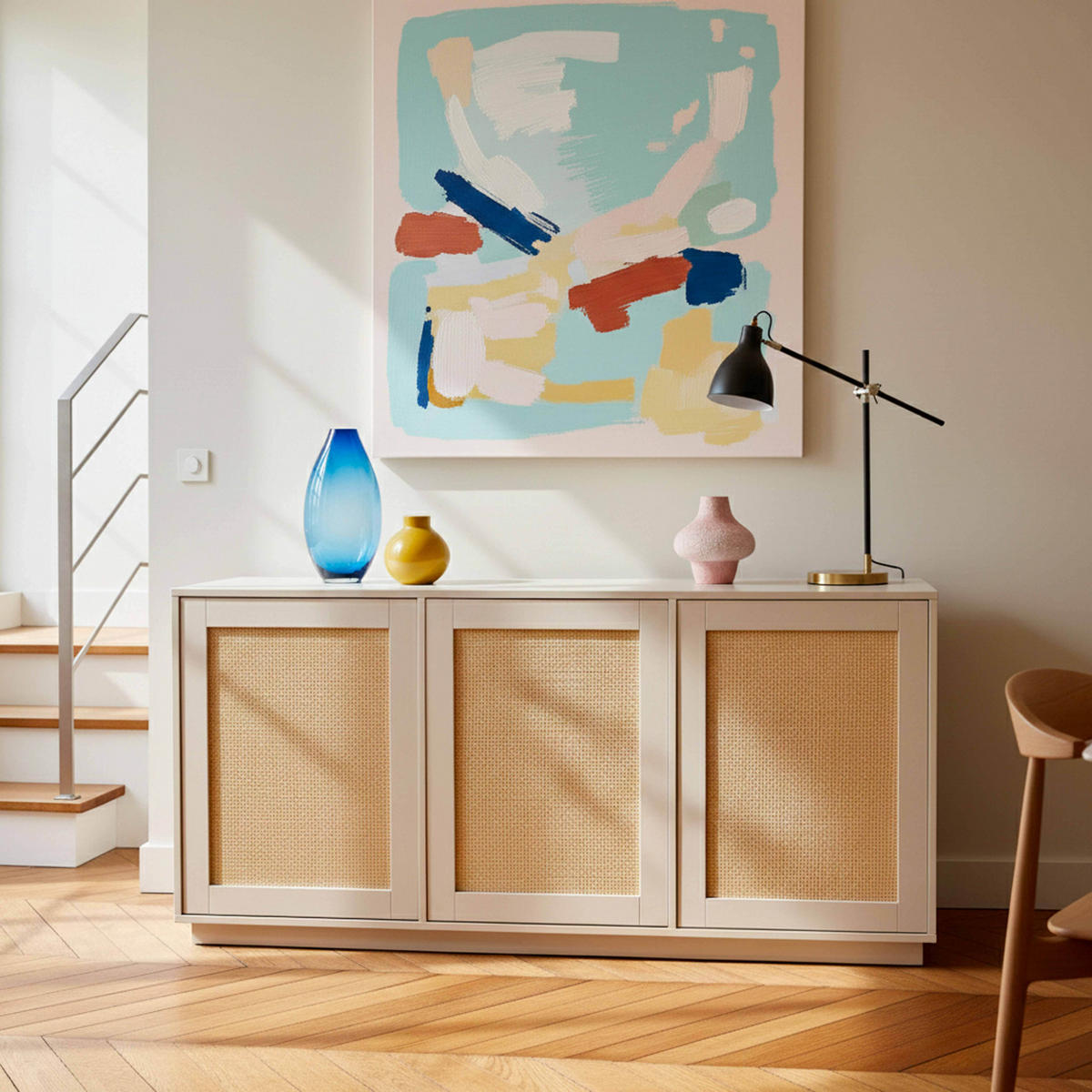 TV-MÖBEL, Beige - Beige, Holz (160/74/40cm) - Oviala