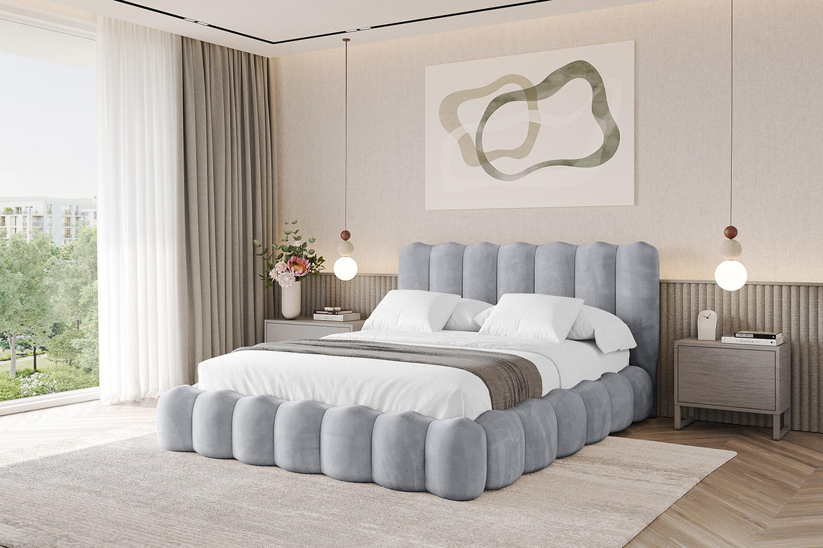 POLSTERBETT mit Bettkasten und Lattenrost, Boxbett ohne Matratze - SORA 180x200 Hellgrau - Hellgrau, Holzwerkstoff/Textil (180/200cm) - ALTDECOR