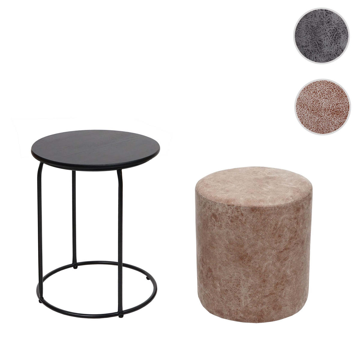 SITZHOCKER/BEISTELLTISCH Braun 2er-Set - Braun, Textil (39/53/39cm) - MCW