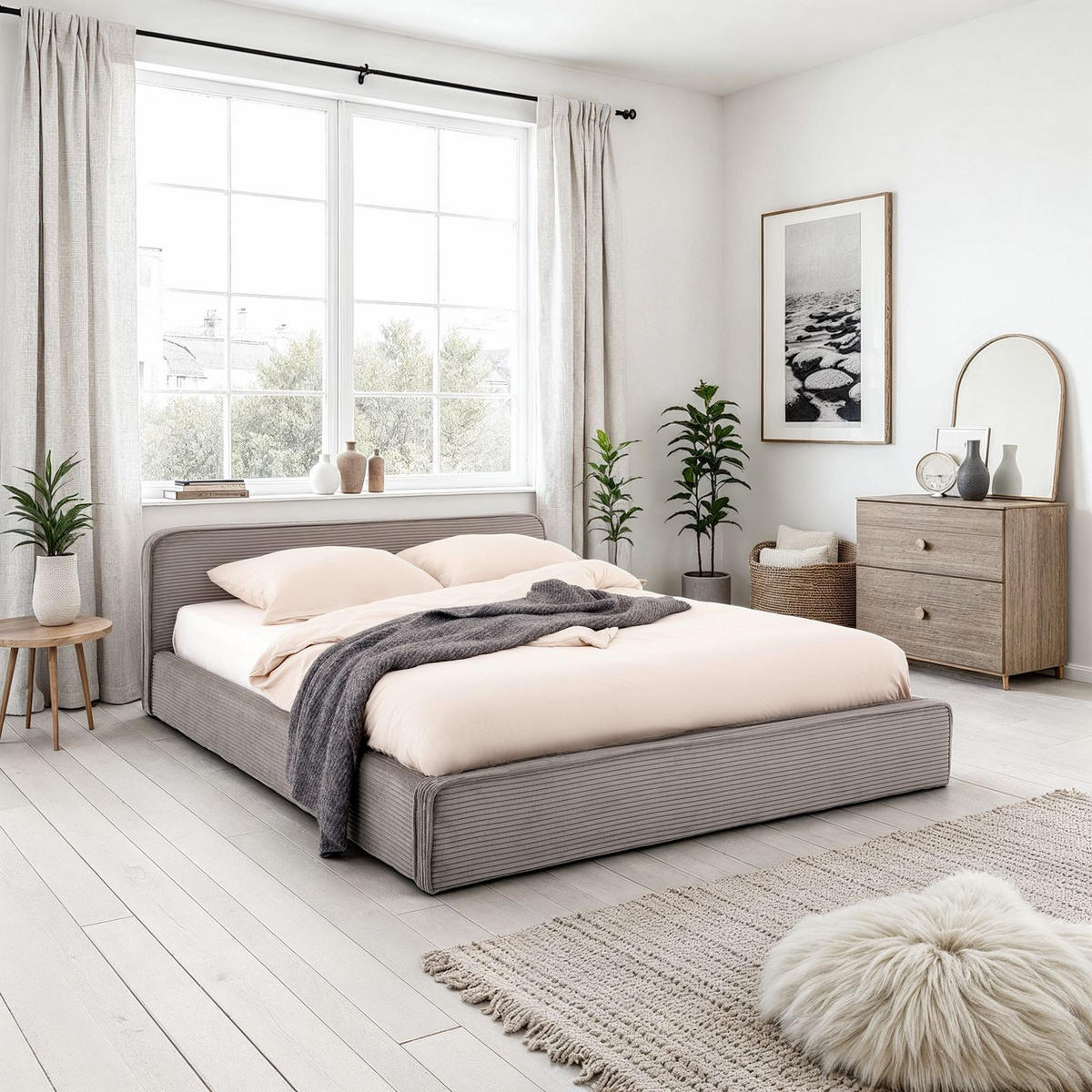 POLSTERBETT CURSIO 140x200 cm grau - Grau, Textil (140/200cm) - IDIMEX