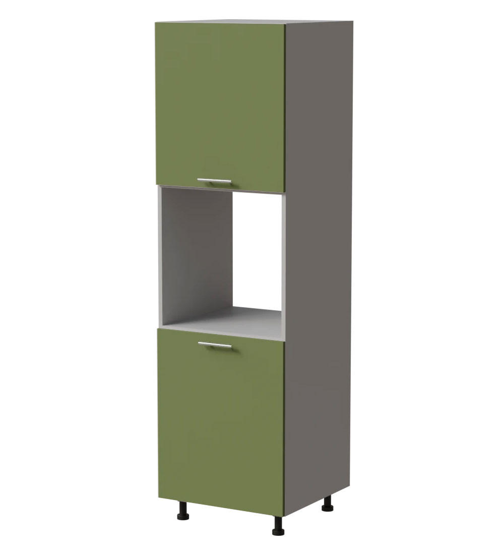 BACKOFENUMBAUSCHRANK Brerra D14/RU/2D RAL 6025 farngrün Matt / Grau Matt 60 / 59 / 207cm - Grau/Grün, Holz/Holzwerkstoff (60/207/59cm) - Feldmann-Wohnen