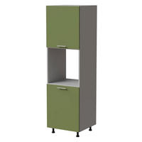BACKOFENUMBAUSCHRANK Brerra D14/RU/2D RAL 6025 farngrün Matt / Grau Matt 60 / 59 / 207cm - Grau/Grün, Holz/Holzwerkstoff (60/207/59cm) - Feldmann-Wohnen