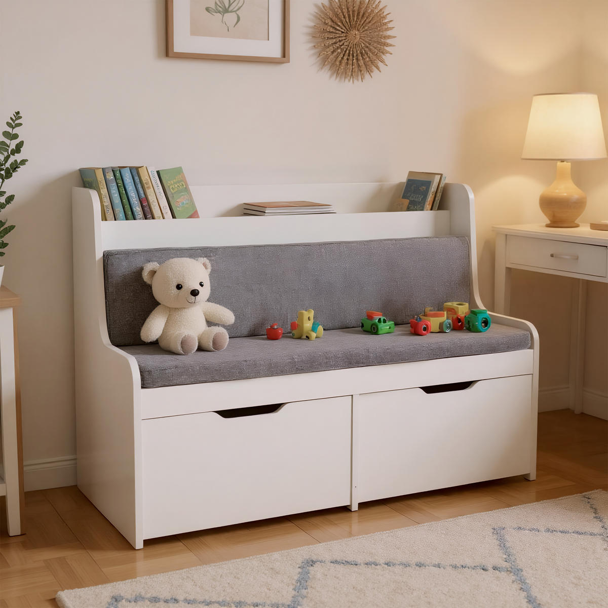 KINDERBANK - Multicolor, Holzwerkstoff/Textil (100/70/45cm) - Relaxdays