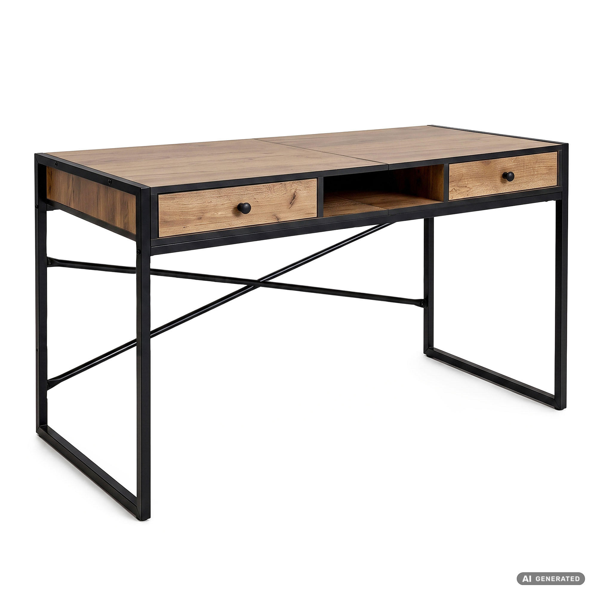 SCHREIBTISCH ELOSNIS 123 cm Craft Eiche - Eichefarben/Schwarz, Holzwerkstoff (123/48/80.5cm) - Akord