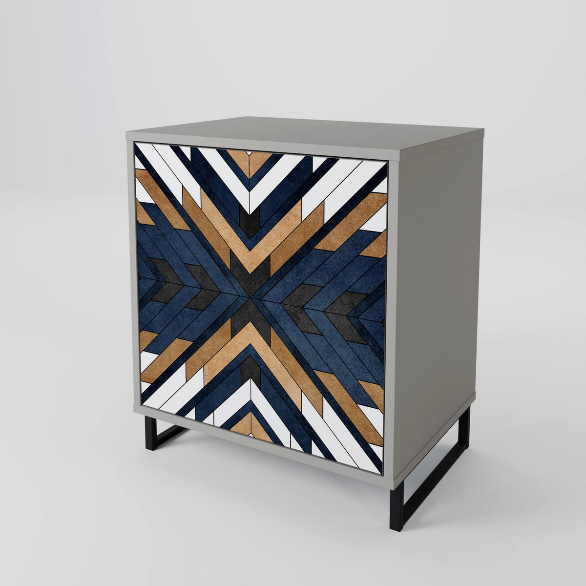 SIDEBOARD ARTFUL GEOMETRY, Grau, 57,5x42x57,5 cm, Ohne Füße - Multicolor/Grau, Holzwerkstoff (57.5/57.5/42cm) - SpaceRebels