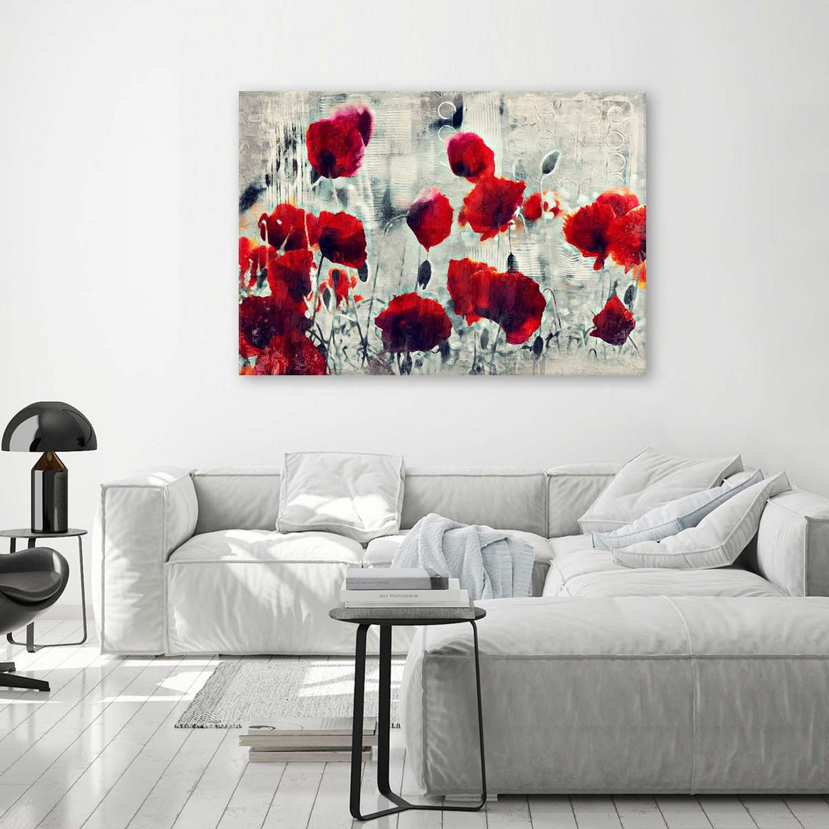 LEINWANDBILD Mohnblumen wie gemalt - Rot, Textil (60/40cm) - Feeby