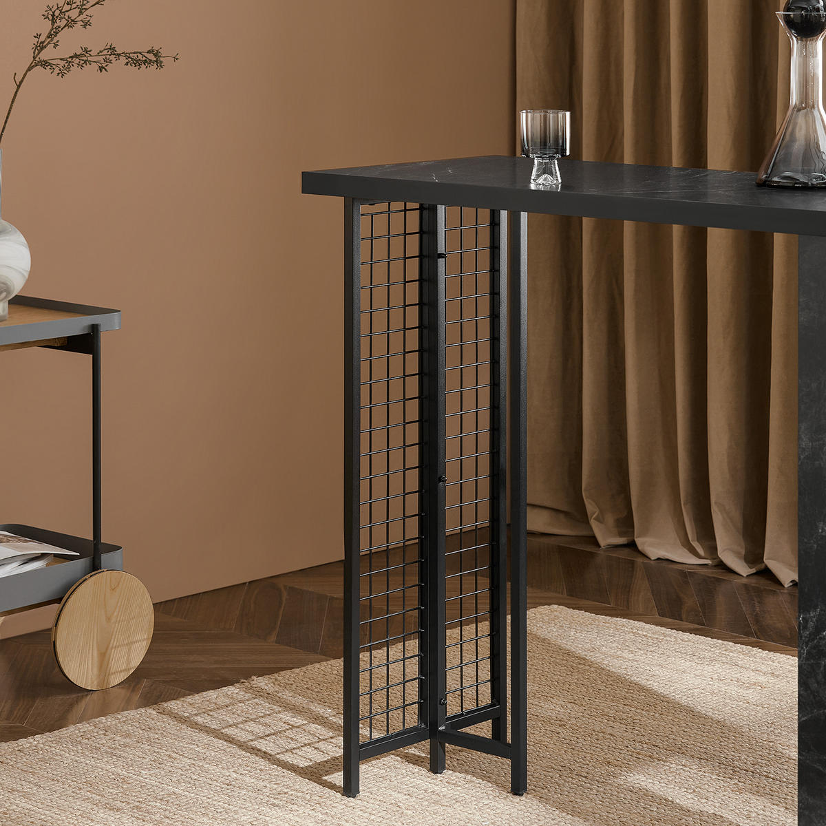 BARTISCH Schwarz - Schwarz, Holzwerkstoff/Metall (120/105/50cm) - SoBuy